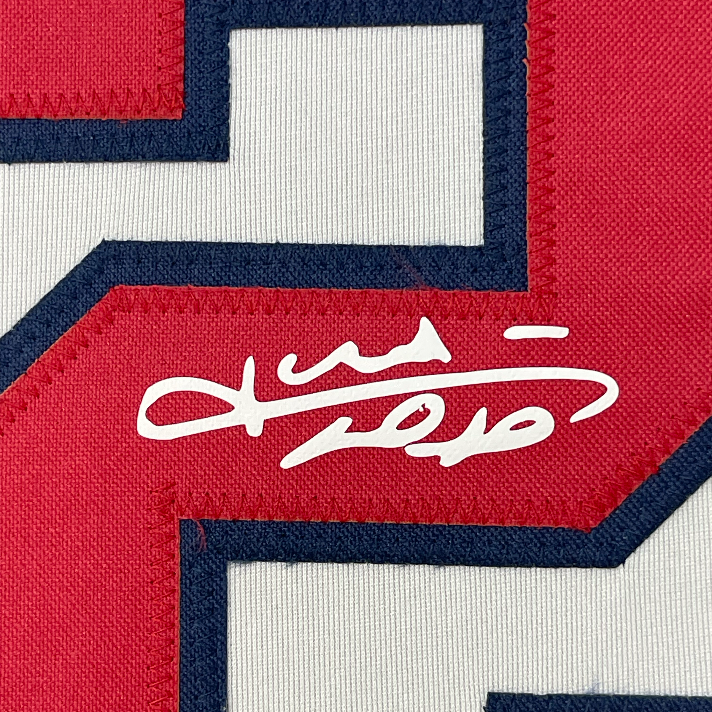 Framed Facsimile Autographed Juan Soto 35x39 Washington White Reprint Laser Auto Baseball Jersey