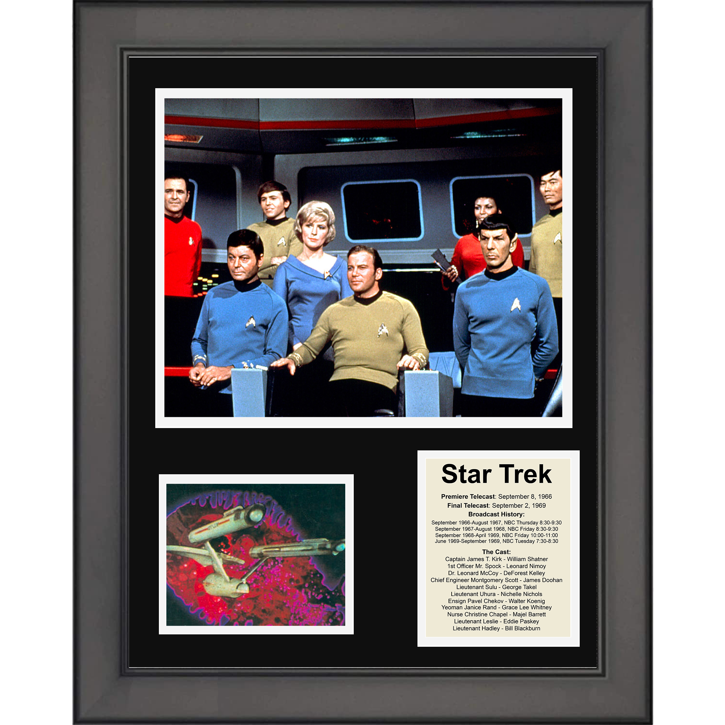 Framed Star Trek TV Series 11"x14"Three Photo Collage