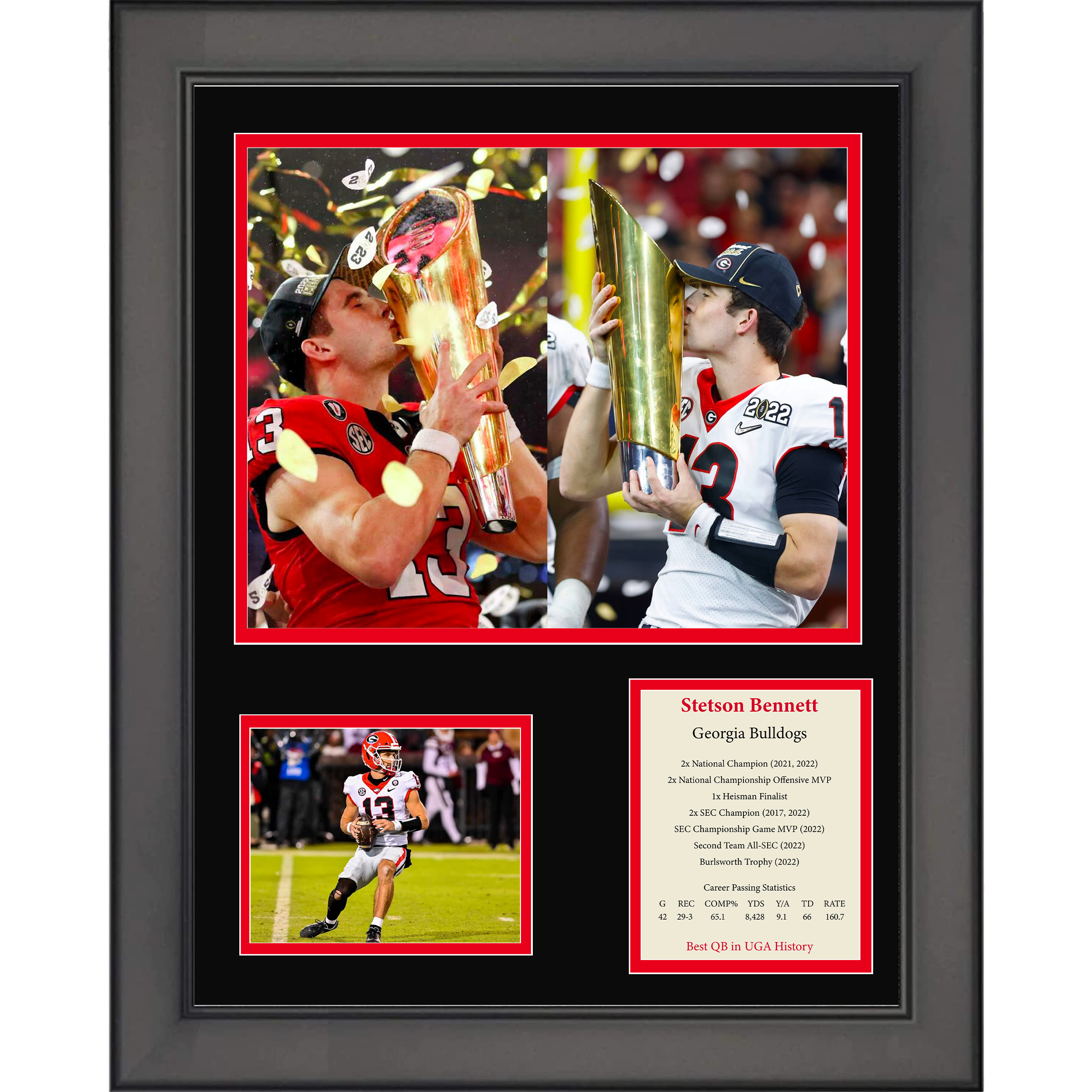 Framed Stetson Bennett 2x National Champion Career Highlight Georgia Bulldogs College Football 11"x14"Three Photo Collage