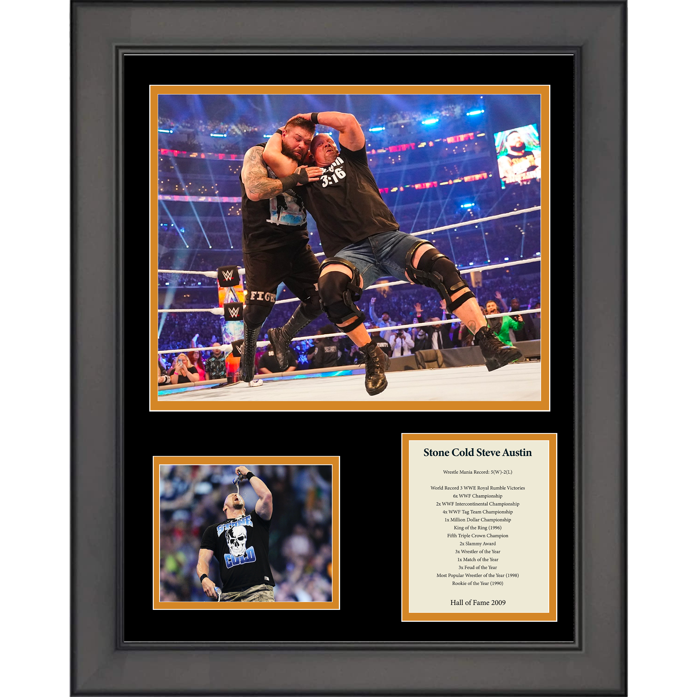 Framed Stone Cold Steve Austin Hall of Fame 11"x14" Wrestling Three Photo Collage