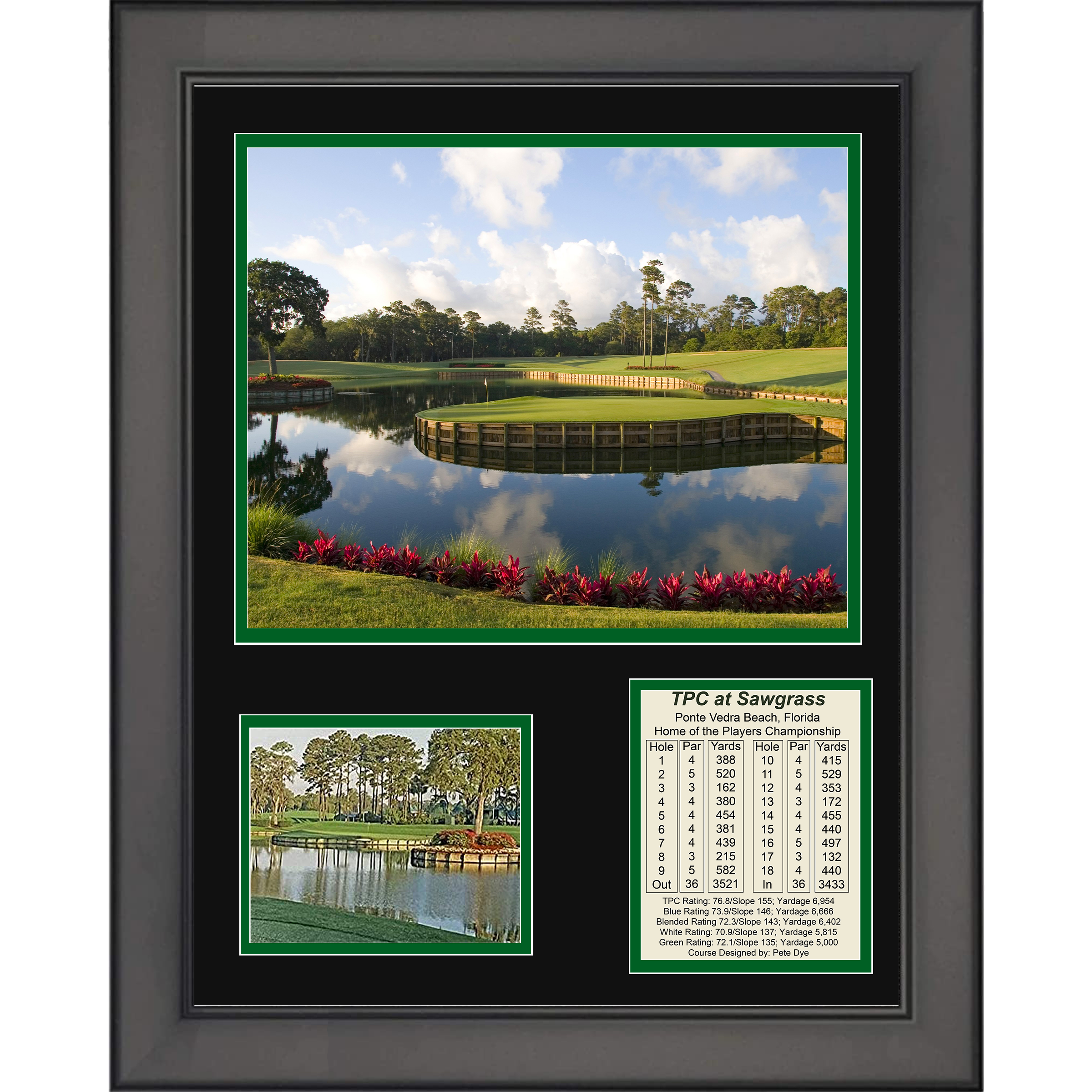 Framed TPC at Sawgrass Ponte Verda Beach Course LIV PGA Golf 11"x14" Three Photo Collage