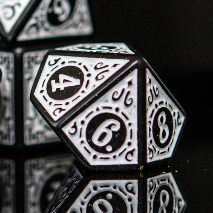 Temple Ruins White Acrylic Dice Set