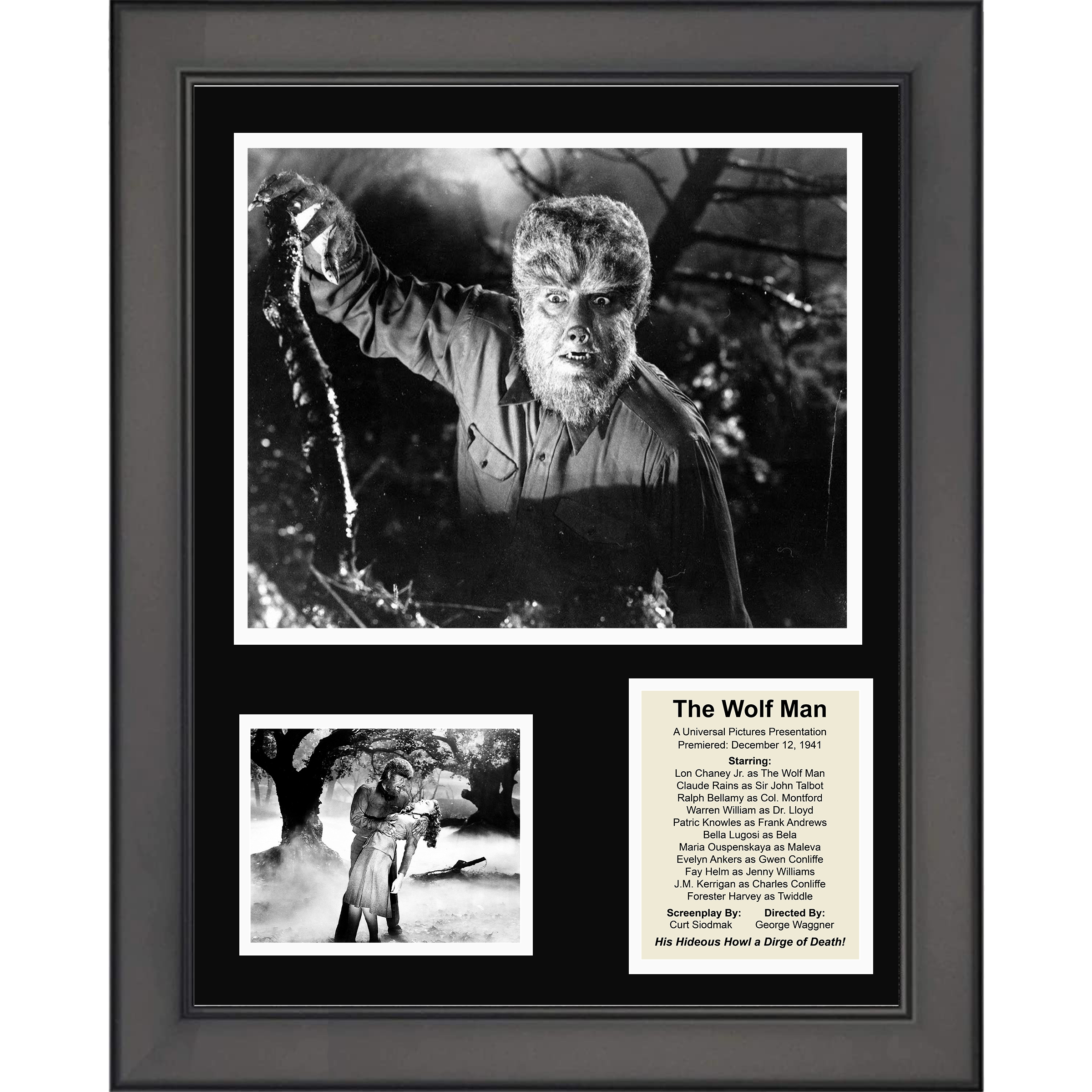 Framed The Wolf Man Movie 11"x14" Three Photo Collage