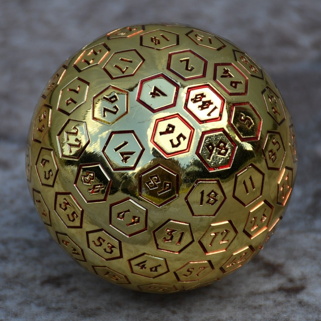 The Orb D100 - Red and Gold Metal Die