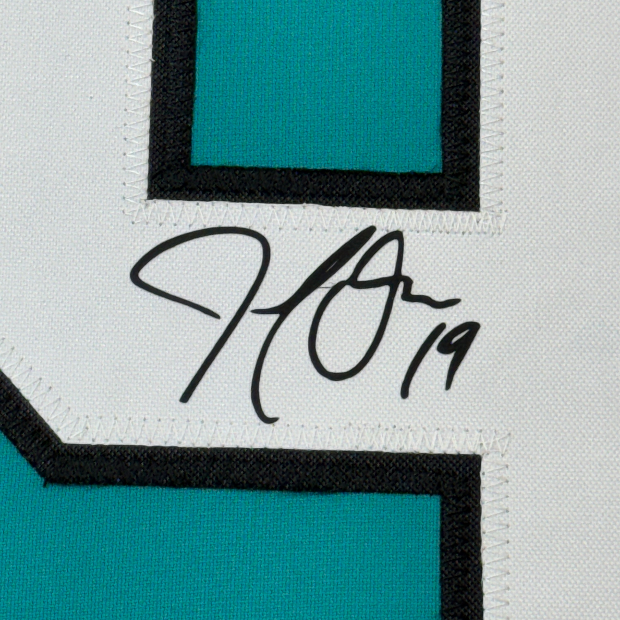 Framed Facsimile Autographed Joe Thornton 35x39 San Jose Teal Reprint Laser Auto Hockey Jersey