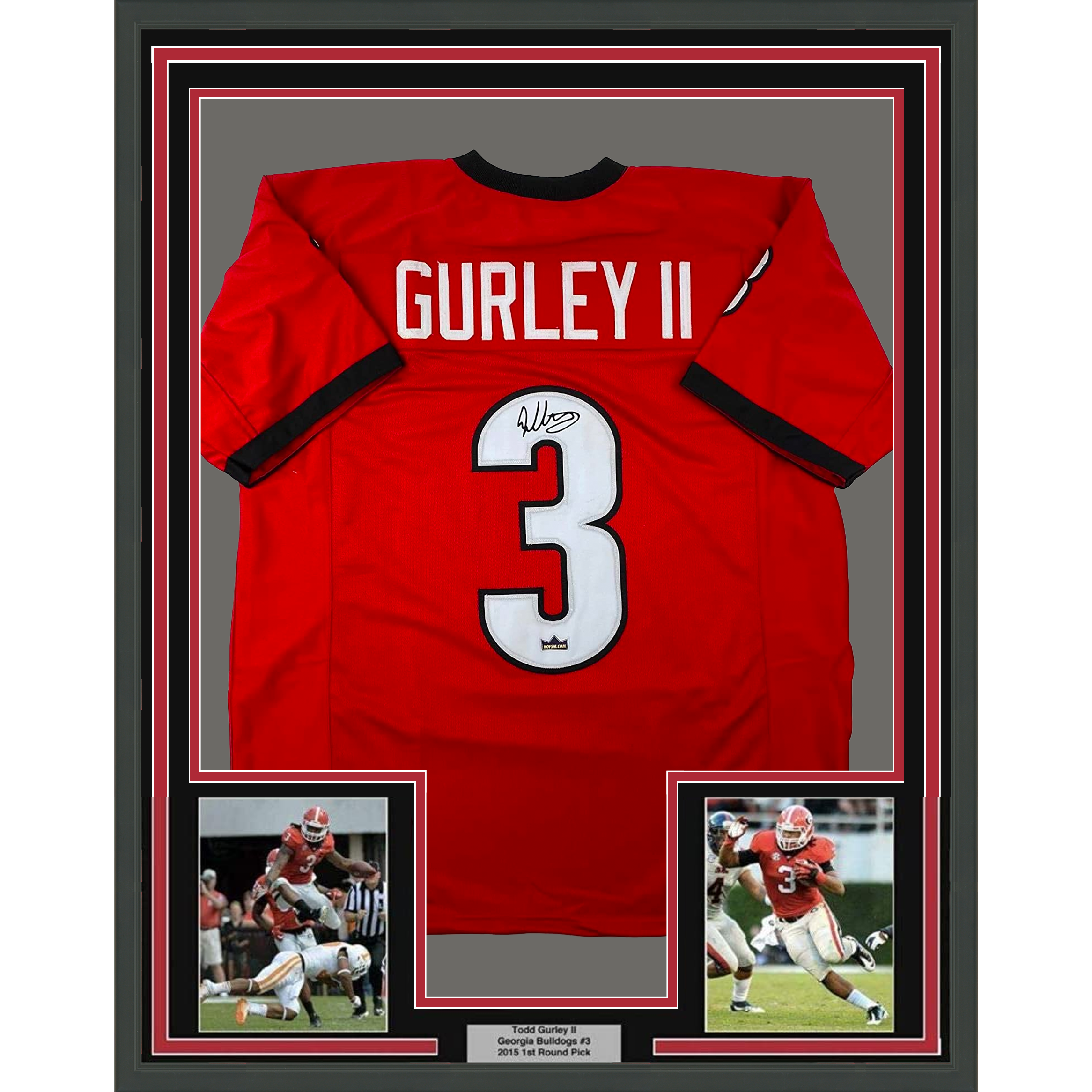 Framed Facsimile Autographed Todd Gurley II 35x39 Georgia Red Reprint Laser Auto College Football Jersey