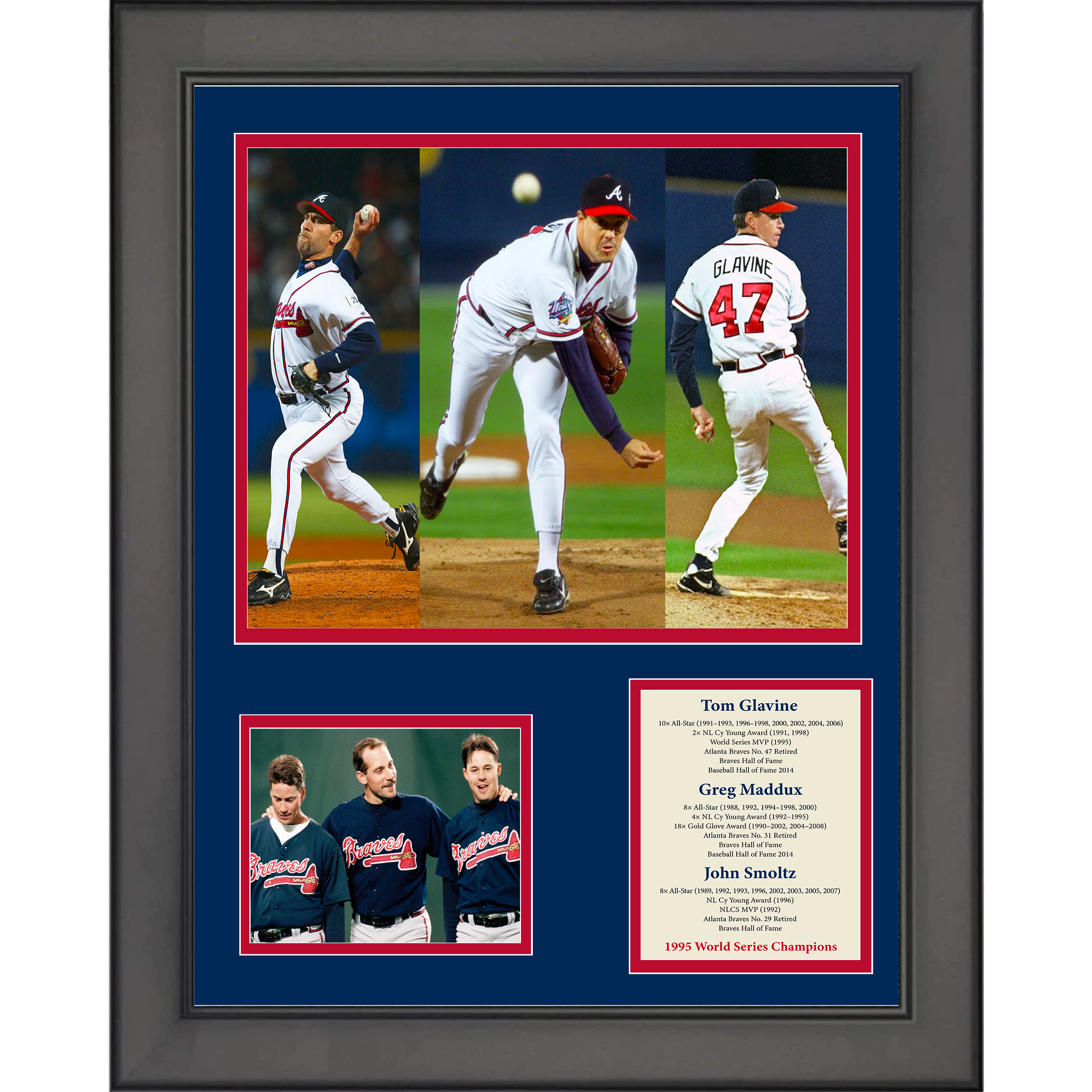 Framed Tom Glavine John Smoltz Greg Maddux Atlanta Braves Big 3 11"x14" Baseball Three Photo Collage
