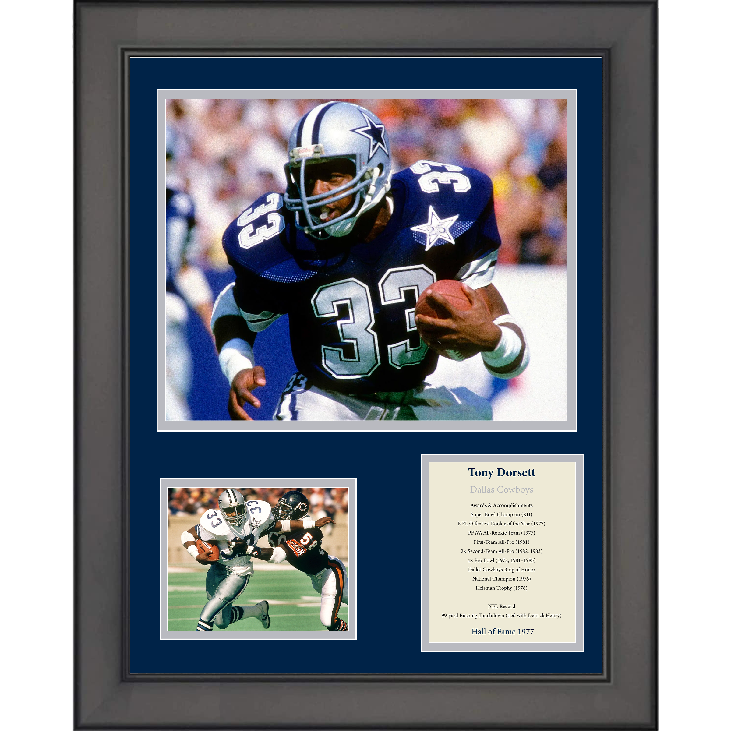 Framed Tony Dorsett Hall of Fame Dallas Cowboys 11"x14" Football Three Photo Collage
