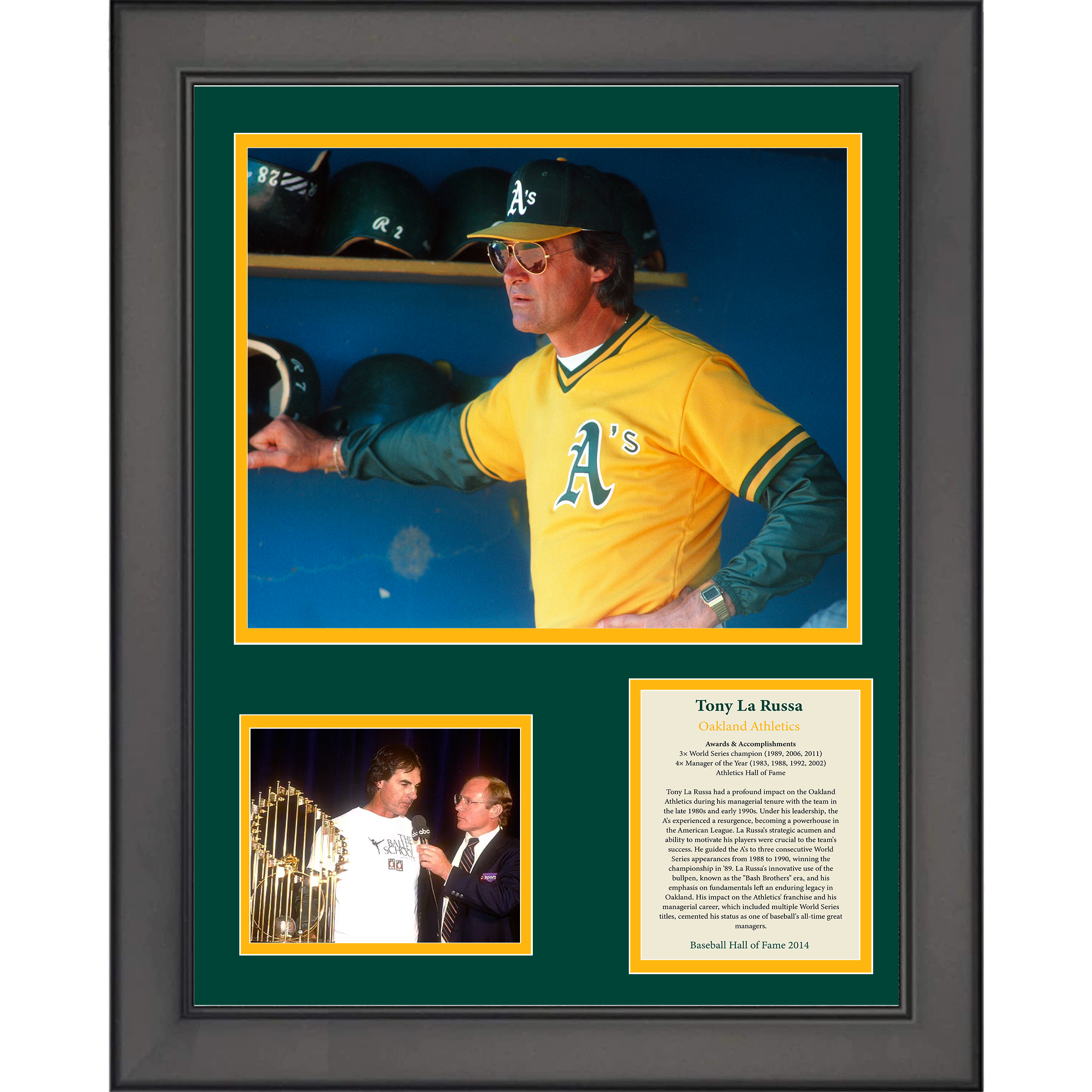 Framed Tony La Russa Hall of Fame Oakland Athletics A's Baseball 11"x14" Three Photo Collage