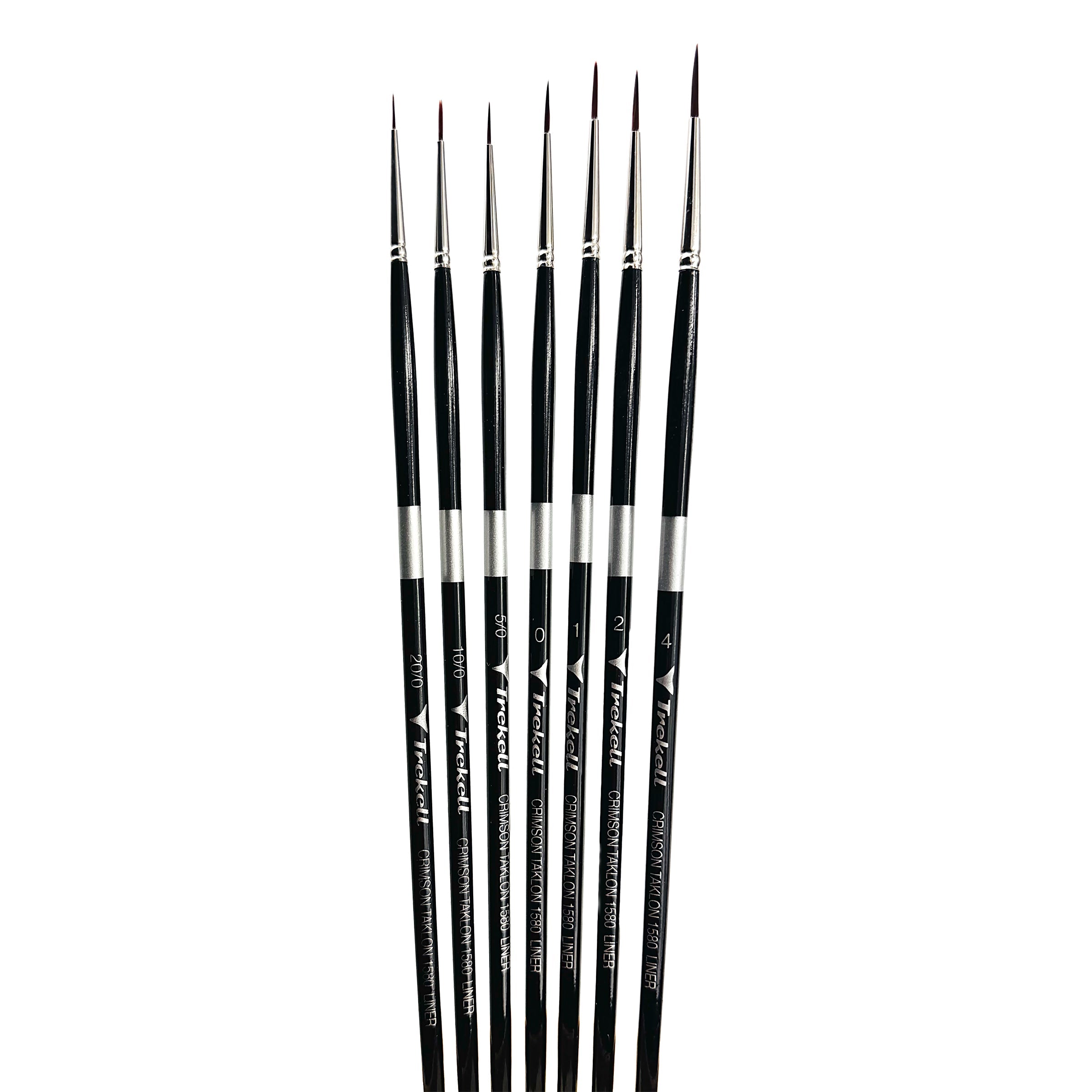 Trekell Crimson Taklon Long Handle Artist Brush - Complete Set - Liner