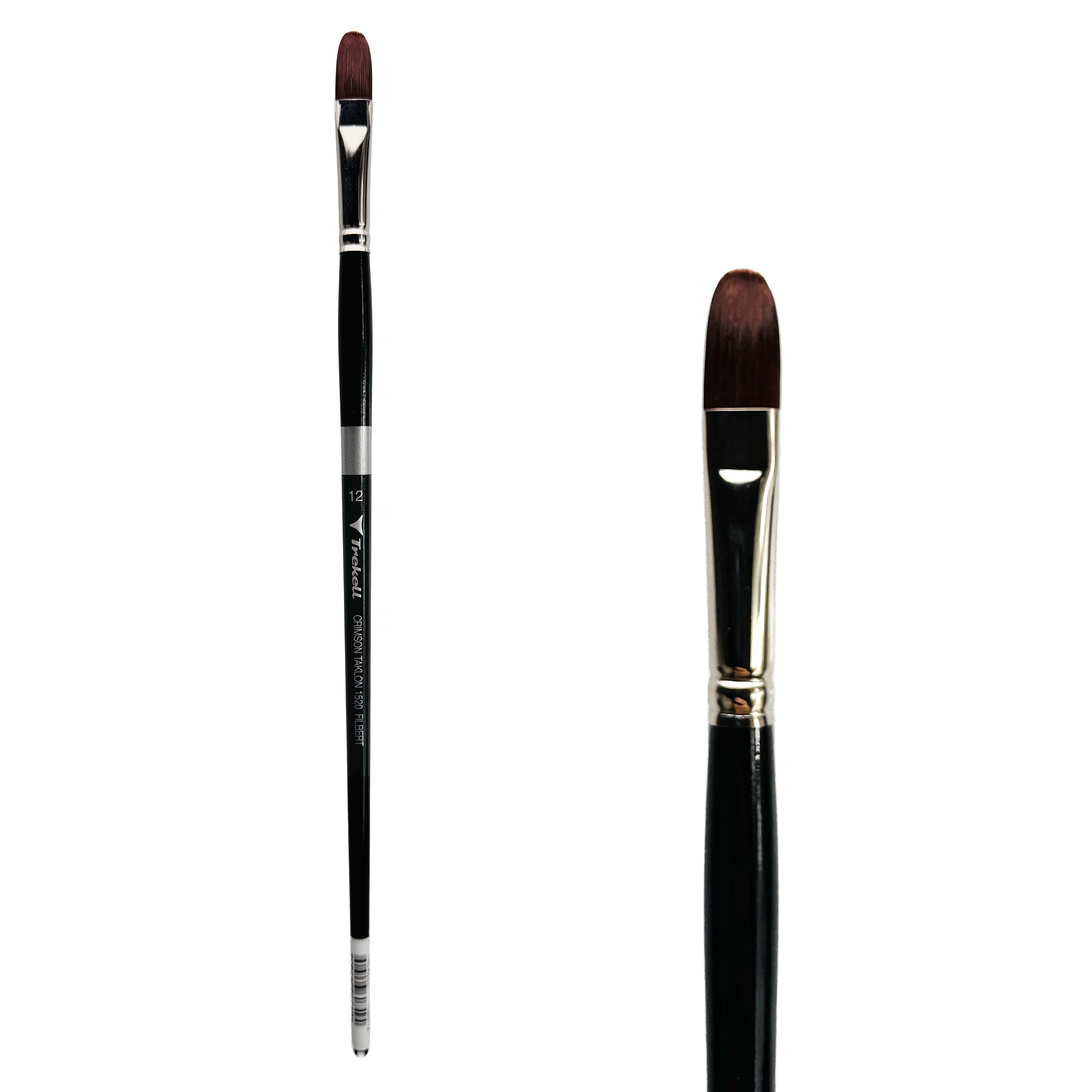 Trekell Crimson Taklon Long Handle Artist Brush - Size #12 Filbert