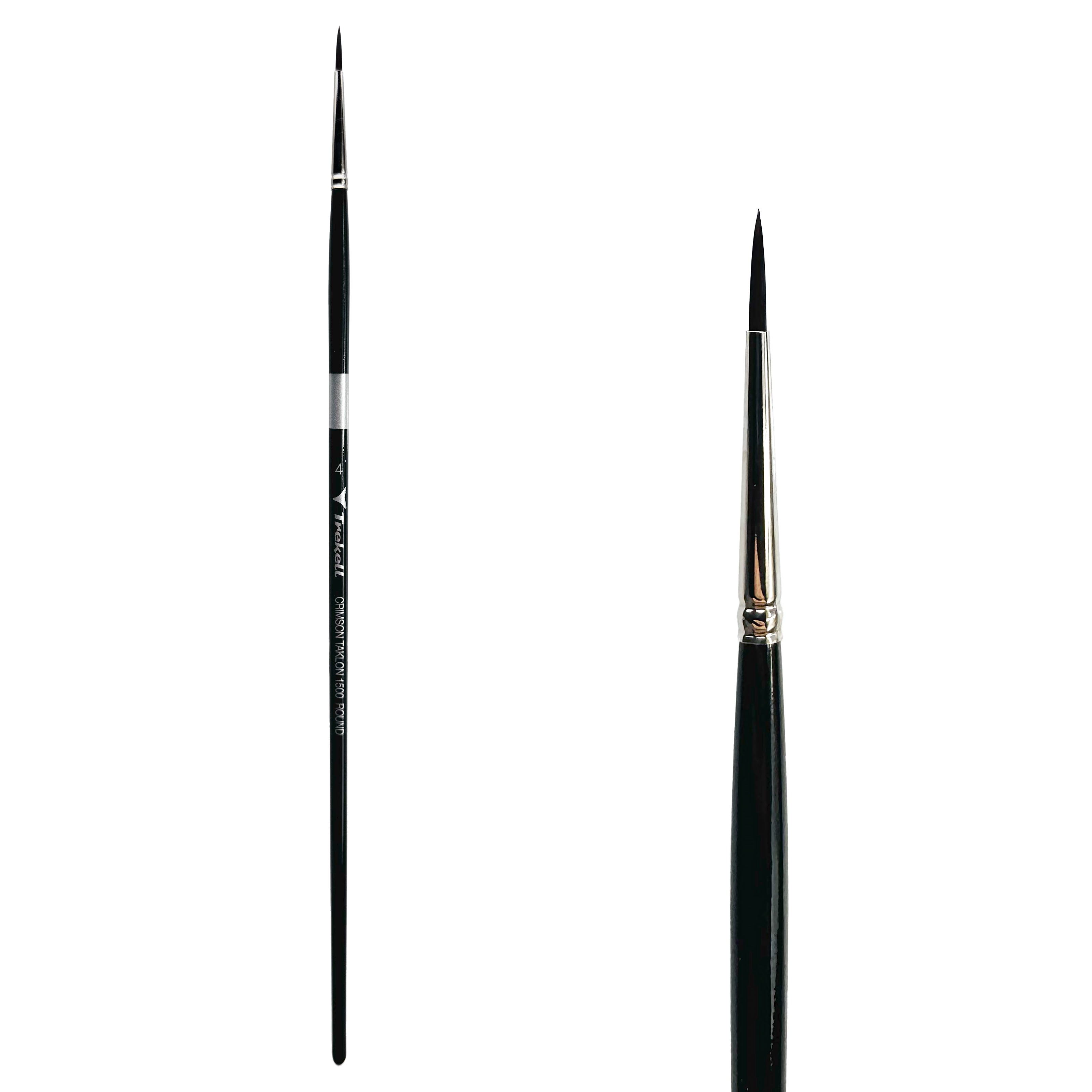 Trekell Crimson Taklon Long Handle Artist Brush- Size #4 Round