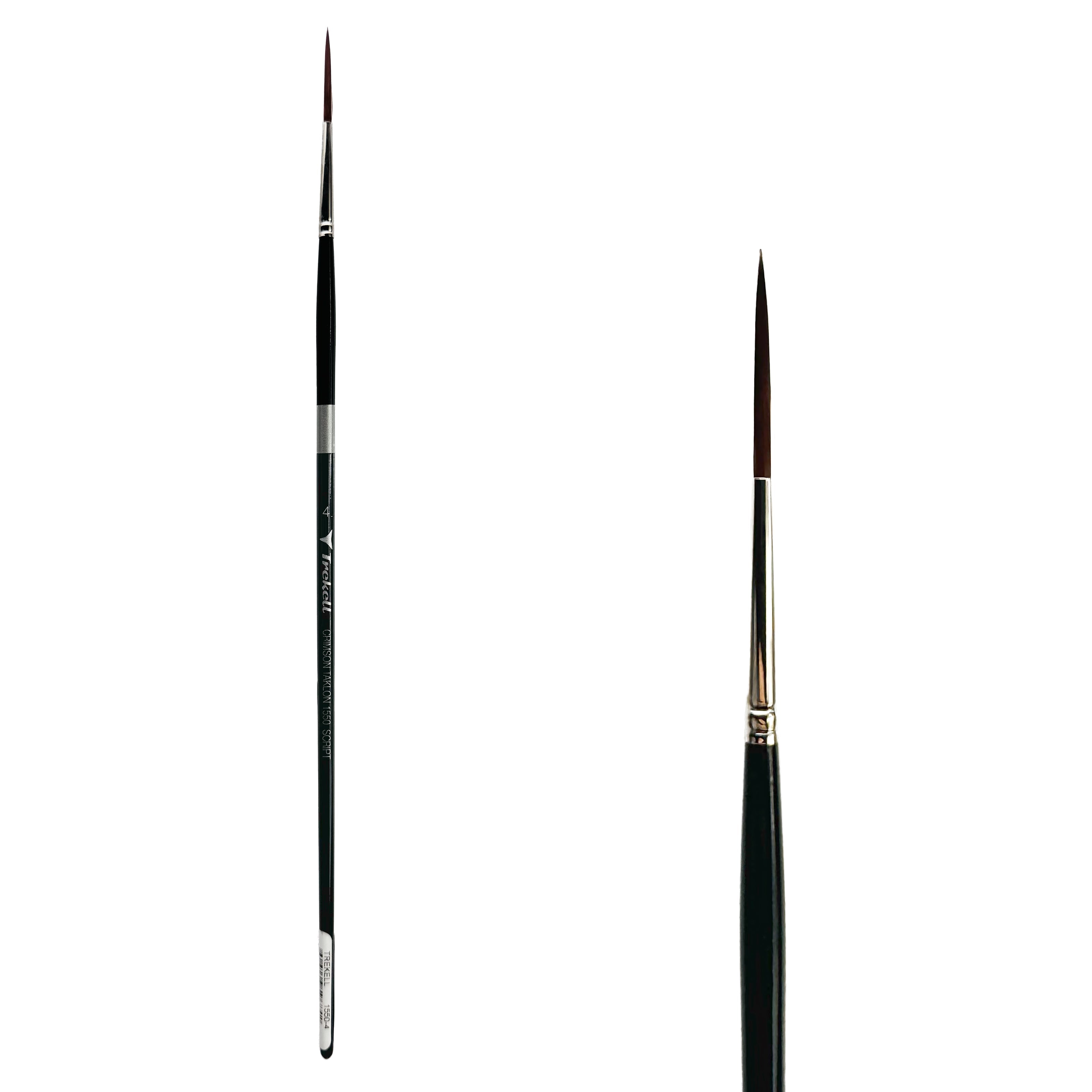 Trekell Crimson Taklon Long Handle Artist Brush- Size #4 Script/Rigger