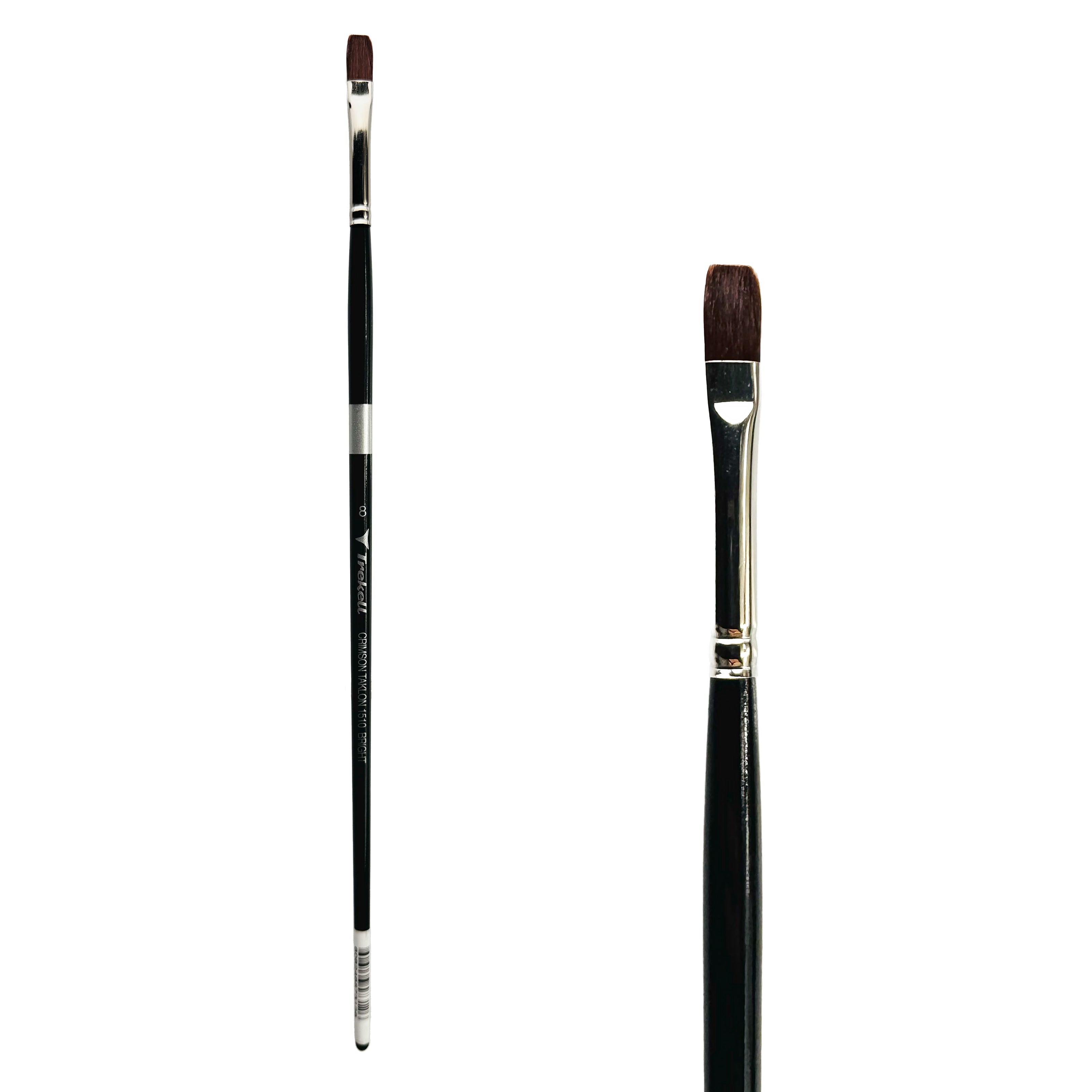 Trekell Crimson Taklon Long Handle Artist Brush- Size #8 Bright