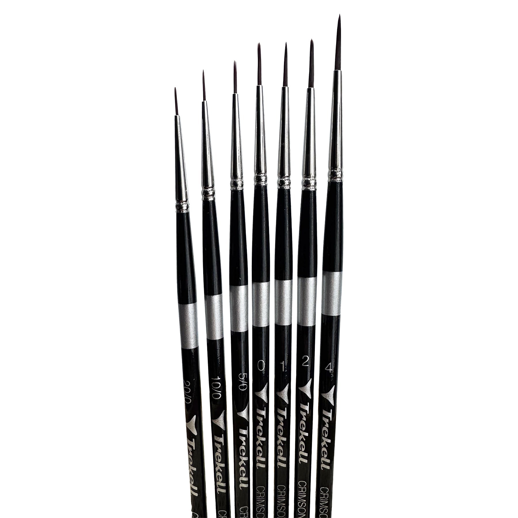 Trekell Crimson Taklon Short Handle Artist Brush - Complete Set - Liner