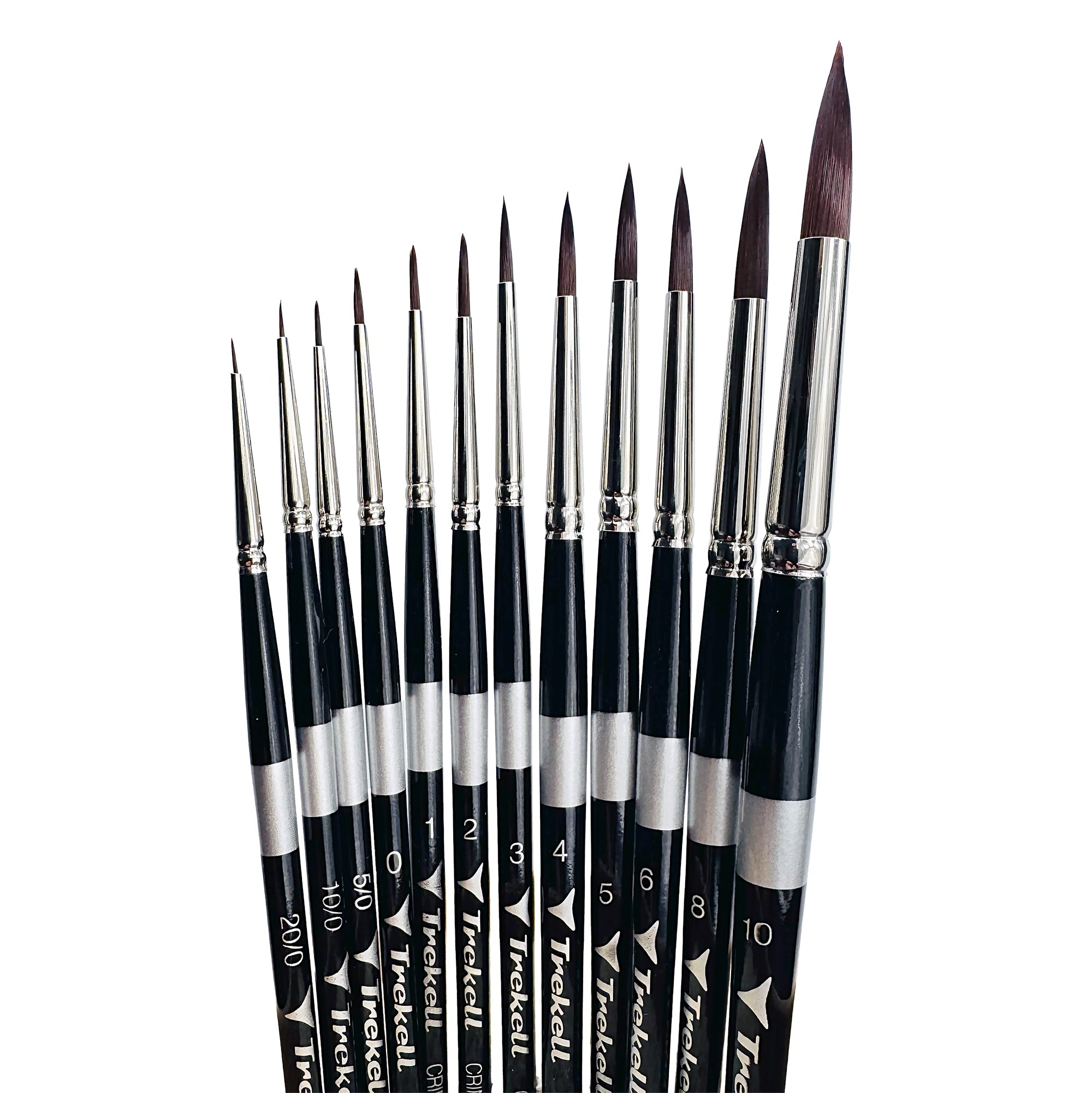 Trekell Crimson Taklon Short Handle Artist Brush- Complete Set- Round