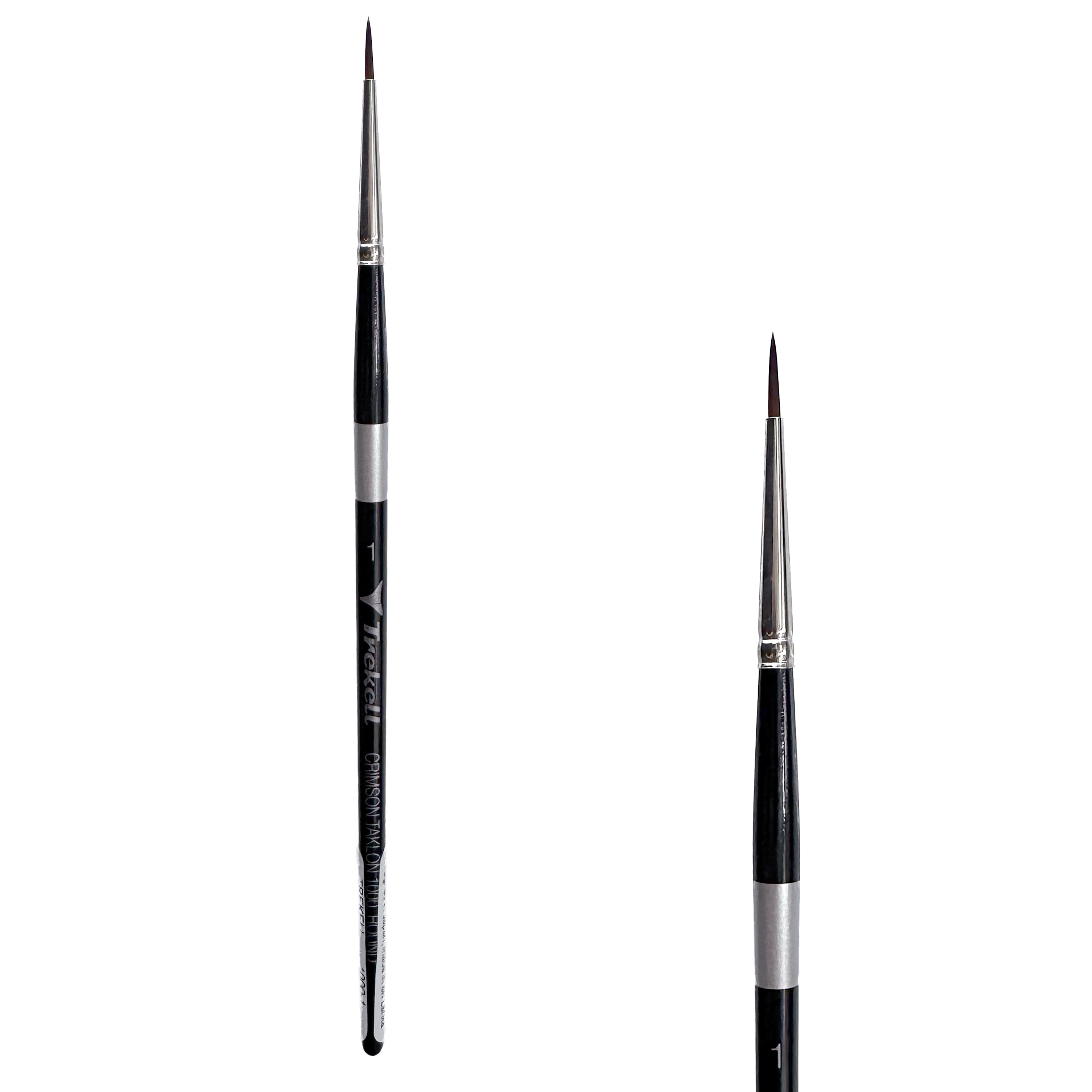 Trekell Crimson Taklon Short Handle Artist Brush - Size #1 Round