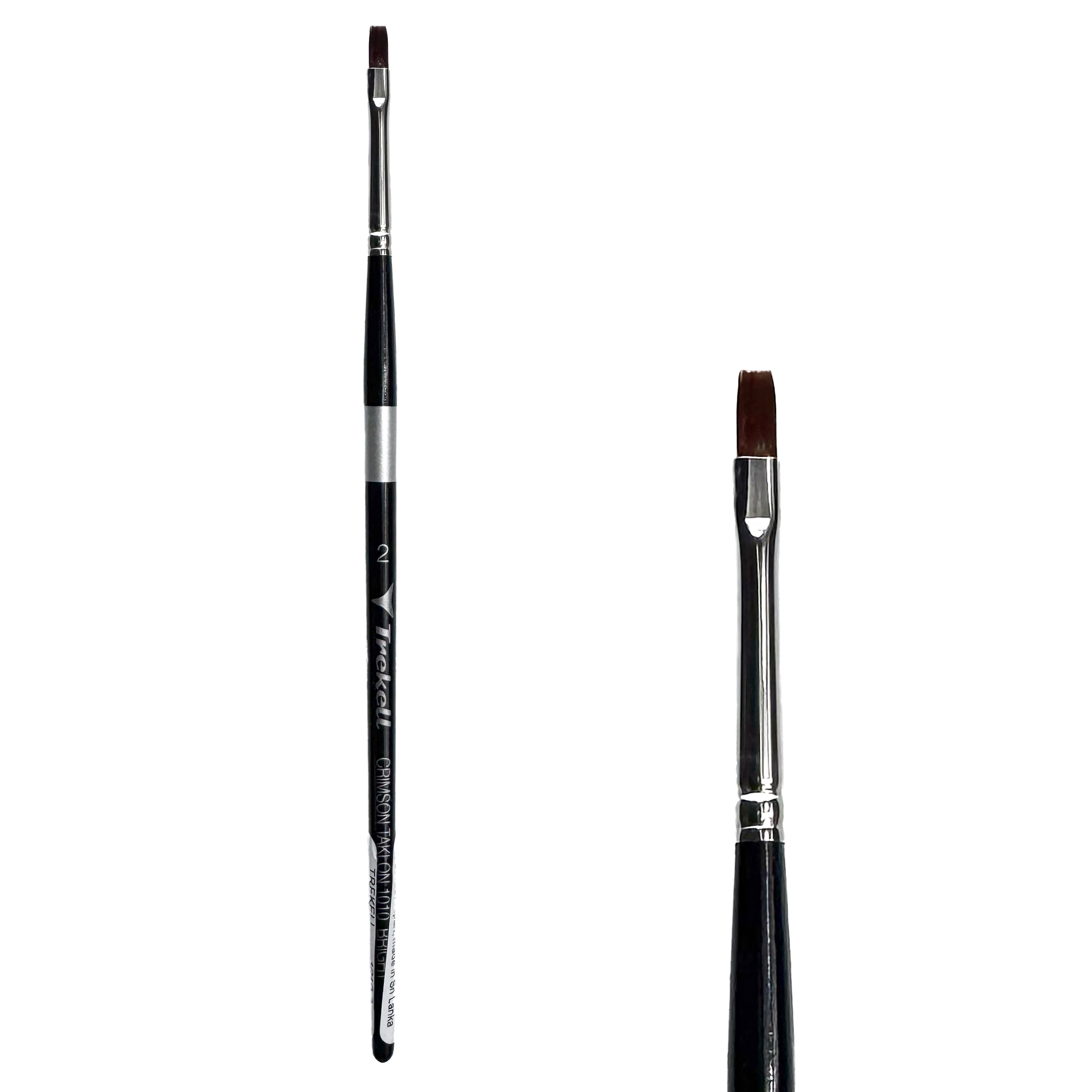 Trekell Crimson Taklon Short Handle Artist Brush - Size #2 Bright