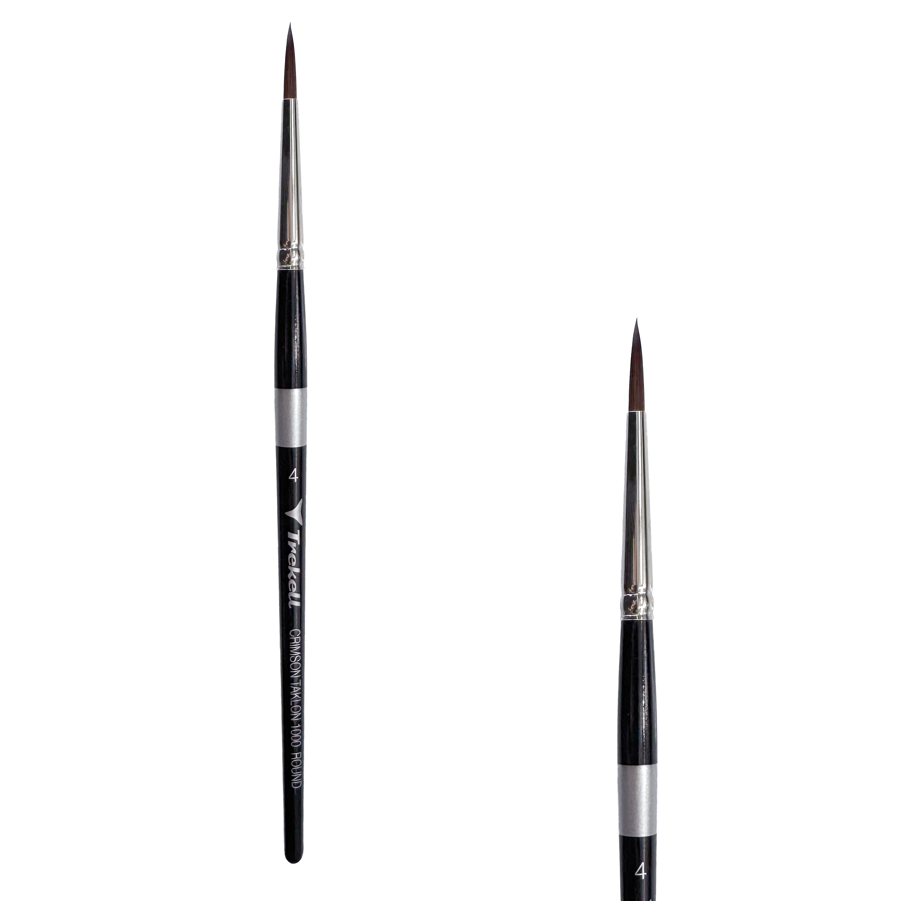 Trekell Crimson Taklon Short Handle Artist Brush - Size #4 Round