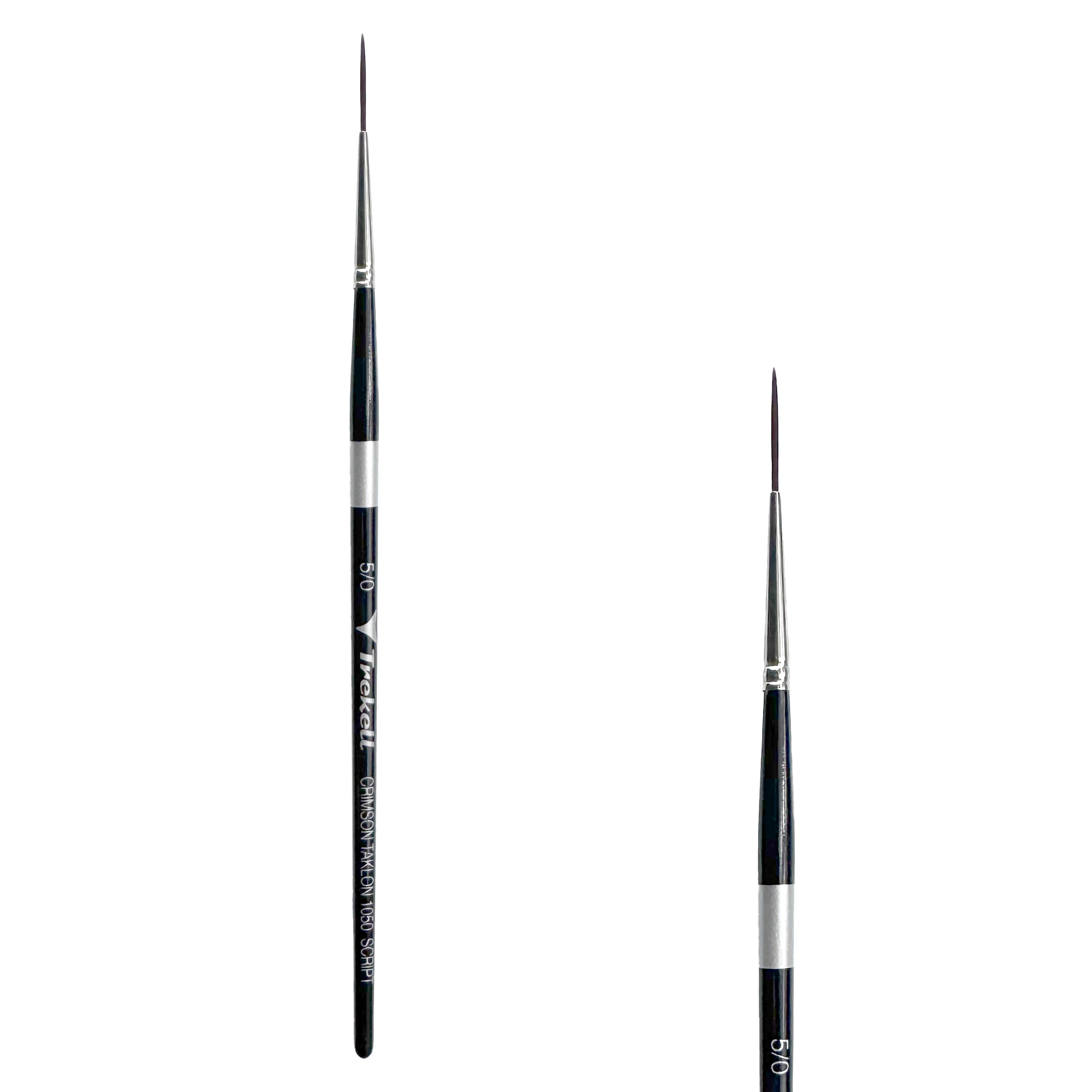 Trekell Crimson Taklon Short Handle Artist Brush - Size #5/0 Script/Rigger