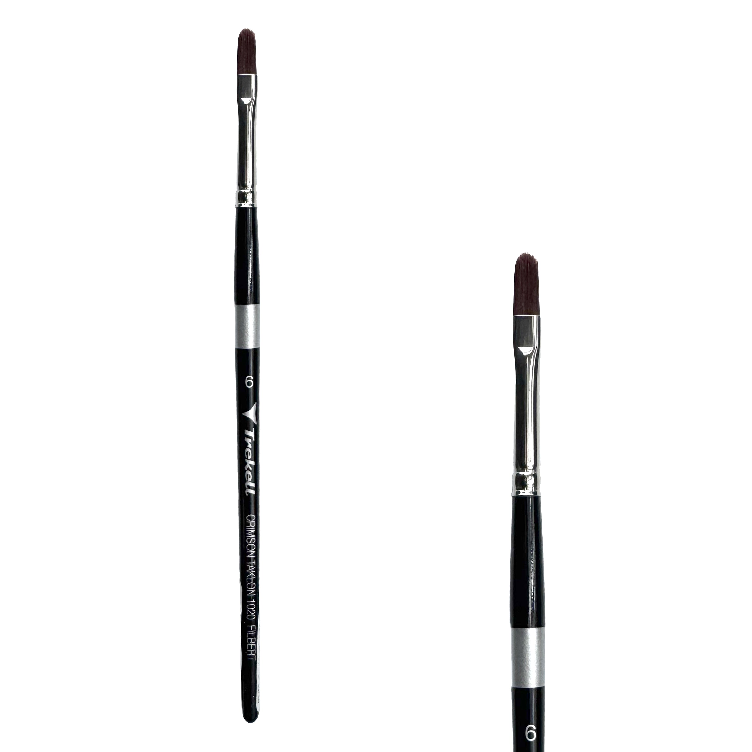 Trekell Crimson Taklon Short Handle Artist Brush - Size #6 Filbert