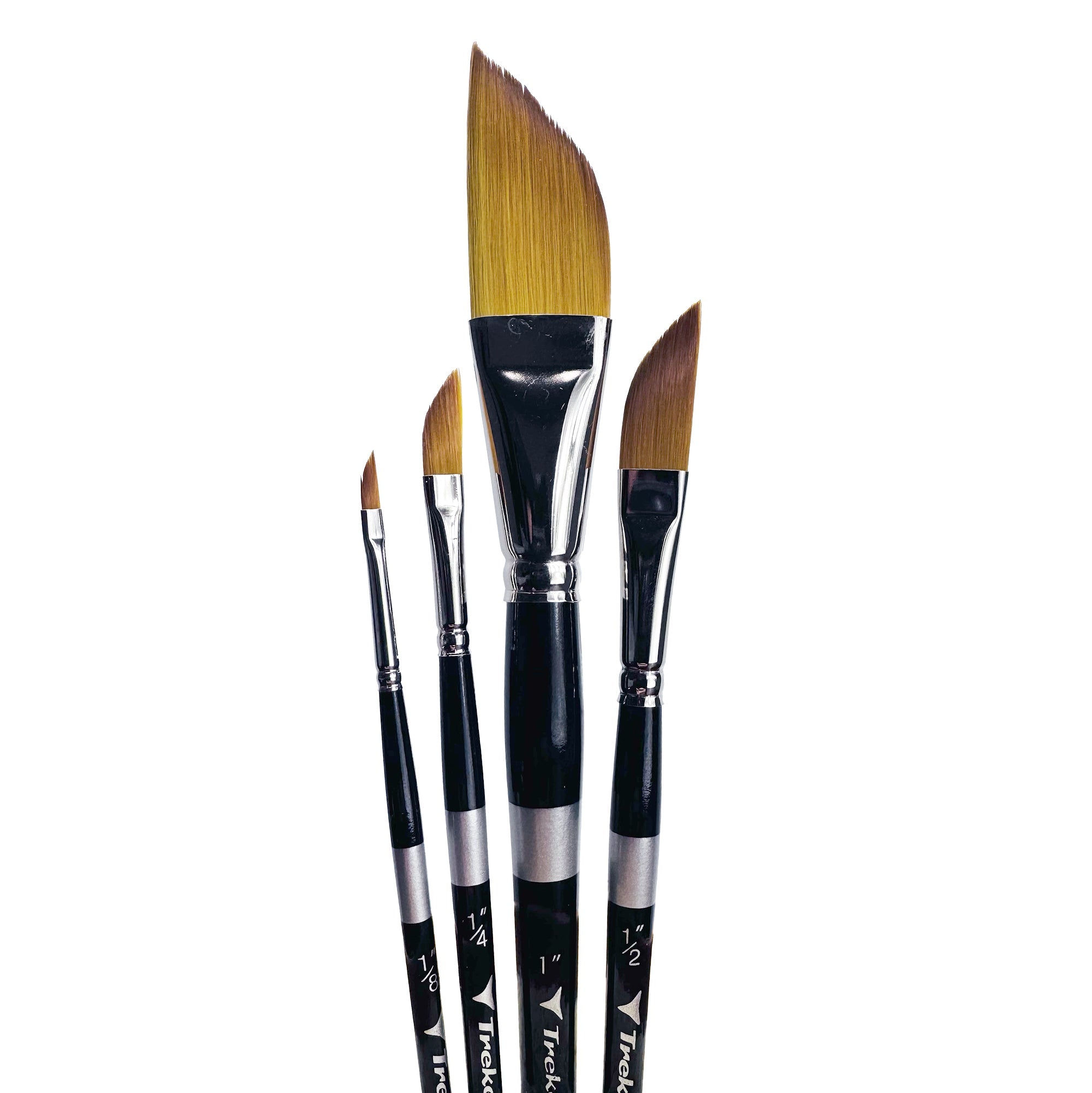 Trekell Golden Taklon Short Handle Artist Brush - Complete Brush Set - Dagger