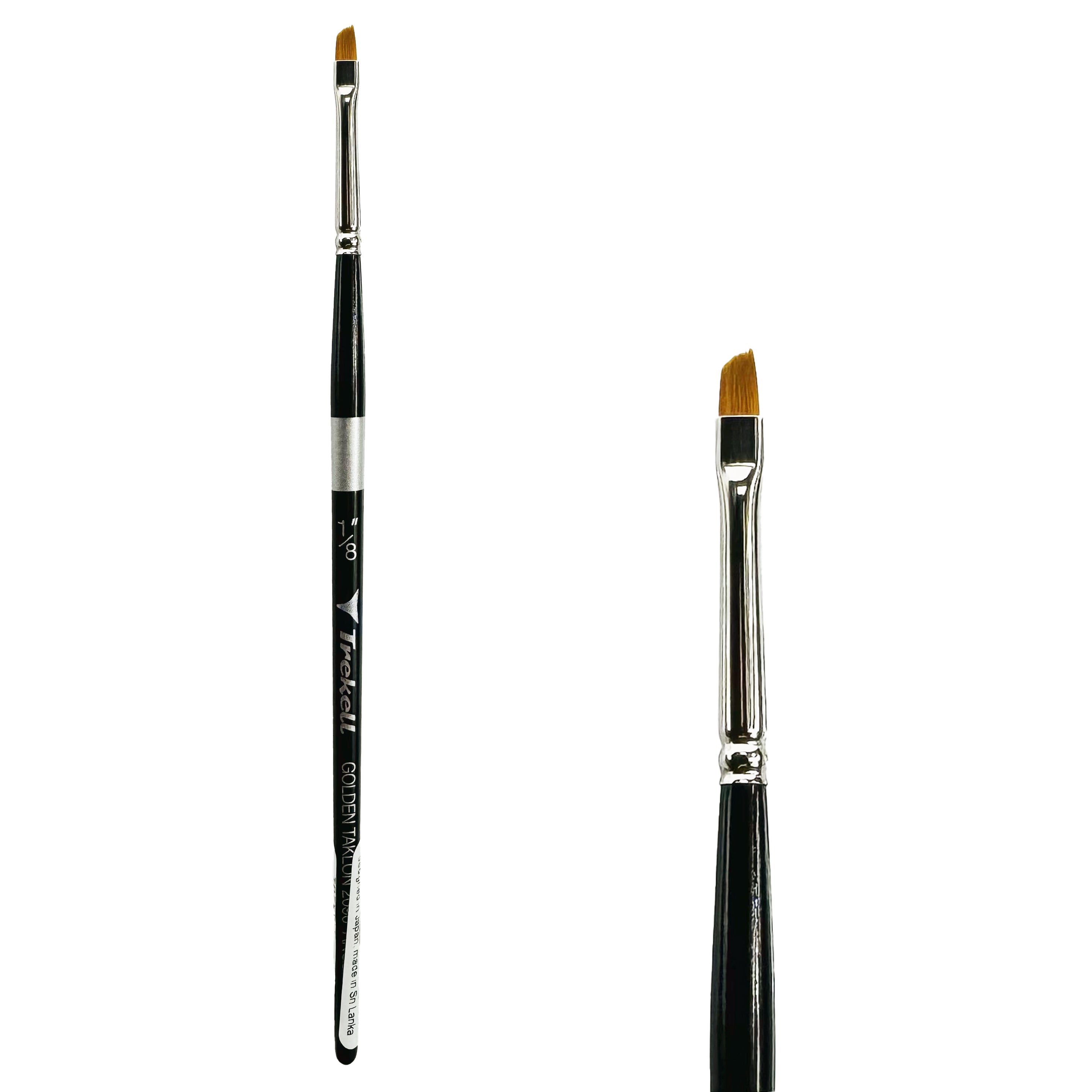 Trekell Golden Taklon Short Handle Artist Brush - Size 1/8" Angle