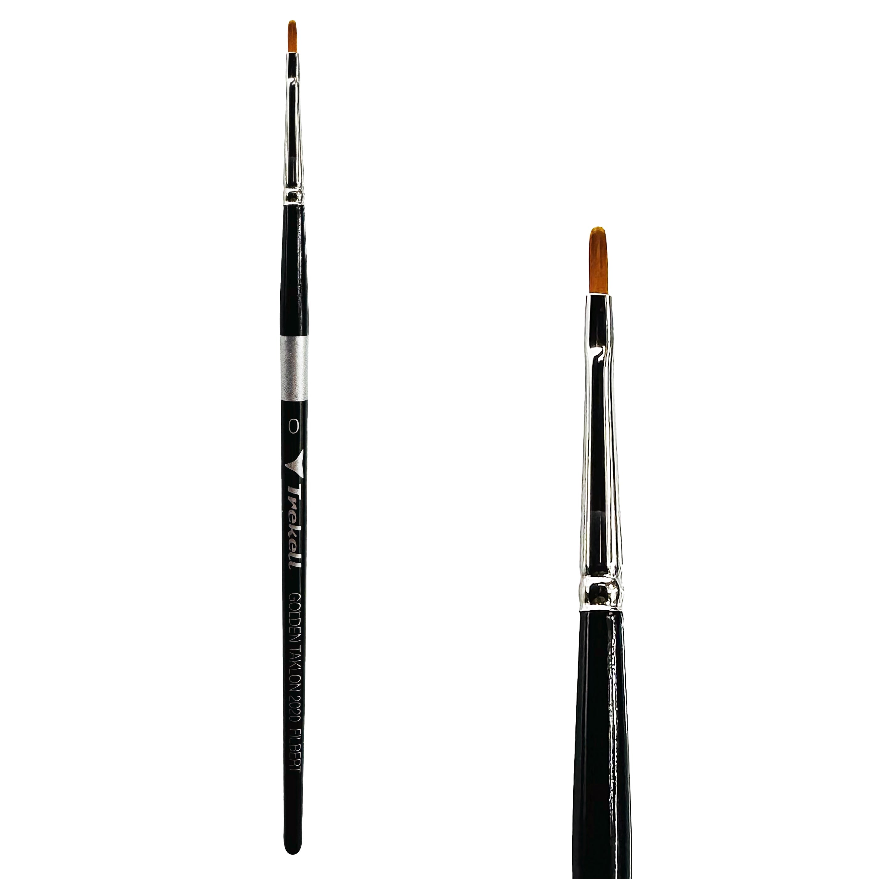 Trekell Golden Taklon Short Handle Artist Brush - Size #0 Filbert