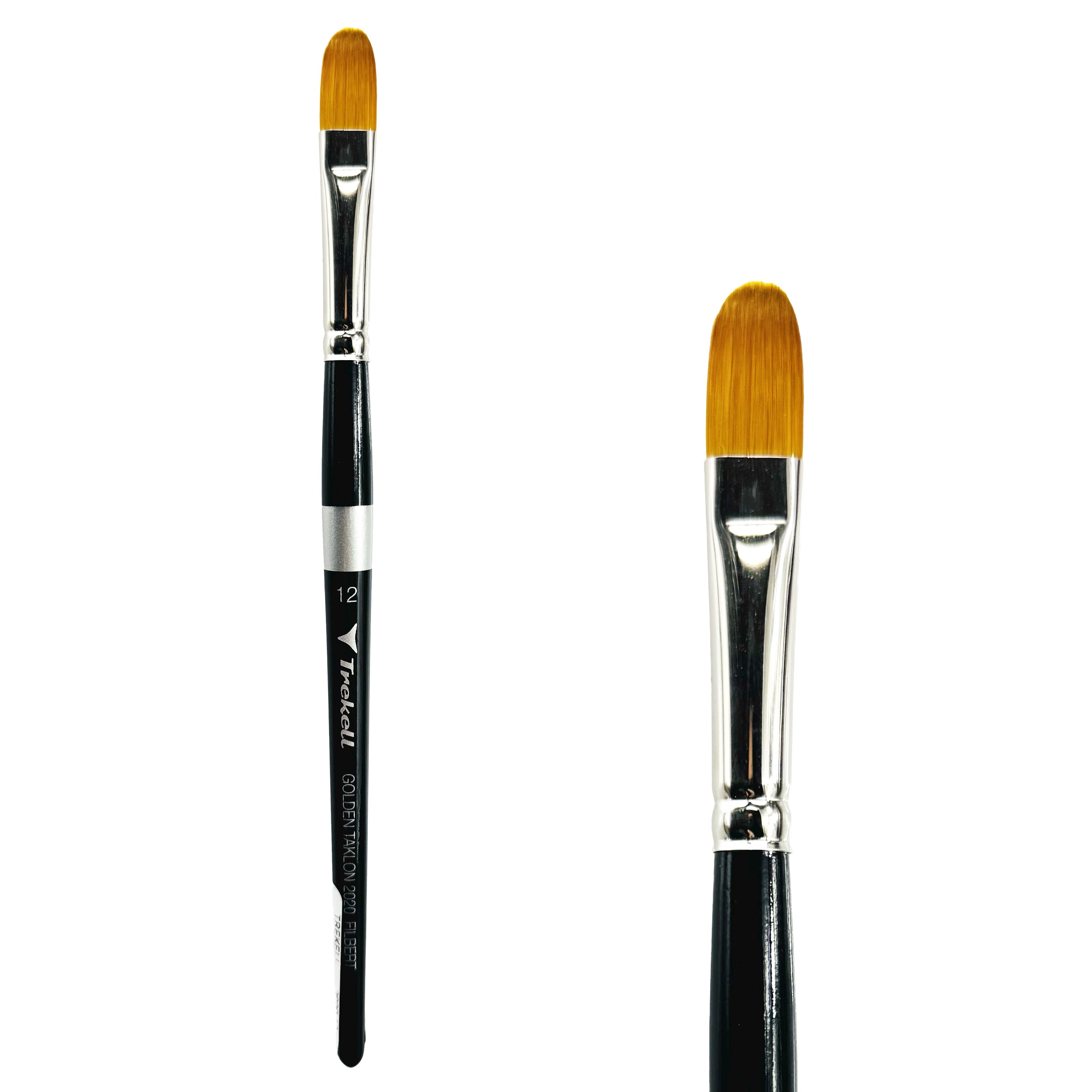 Trekell Golden Taklon Short Handle Artist Brush - Size #12 Filbert
