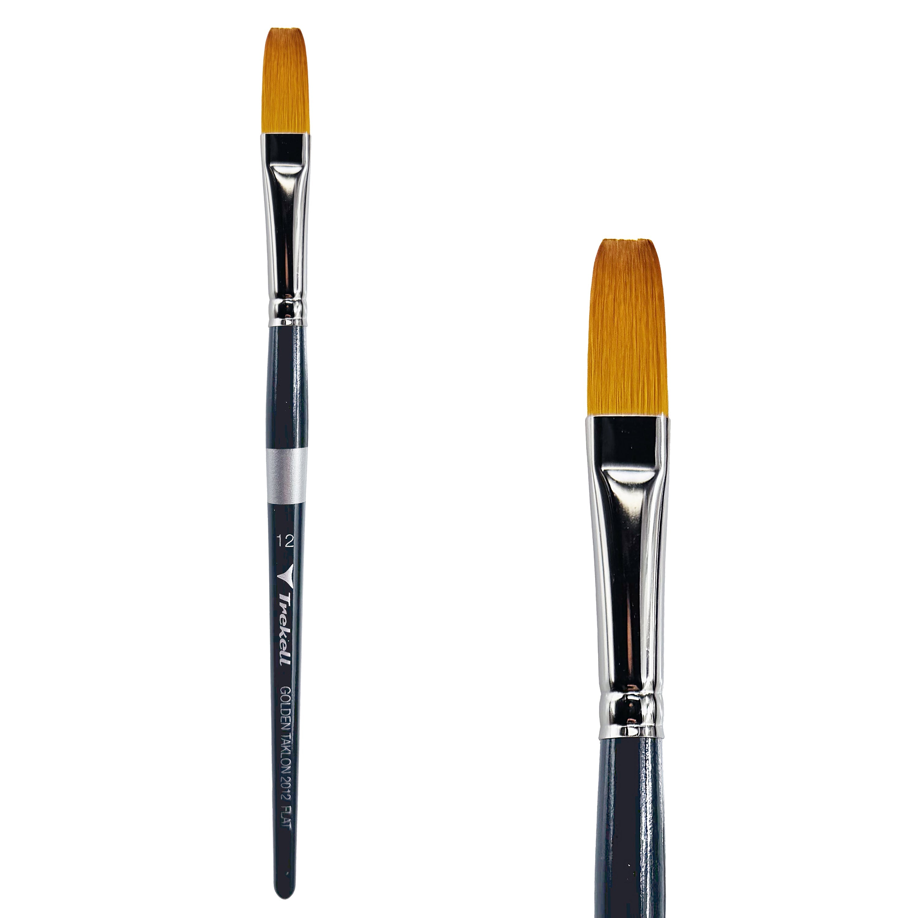 Trekell Golden Taklon Short Handle Artist Brush - Size #12 Flat