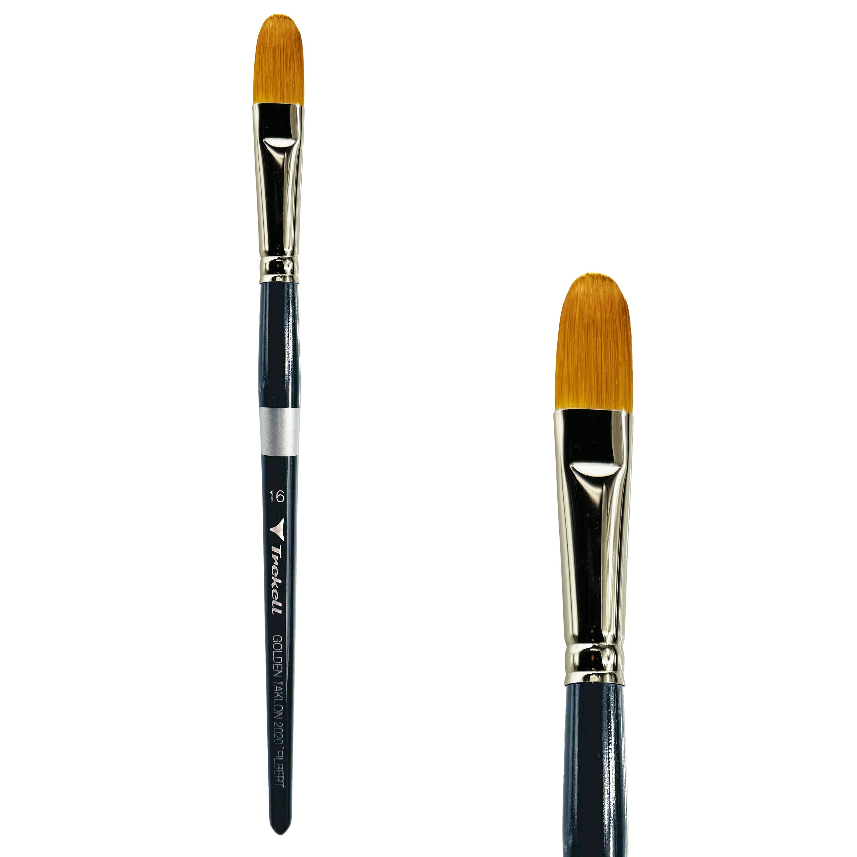 Trekell Golden Taklon Short Handle Artist Brush - Size #16 Filbert