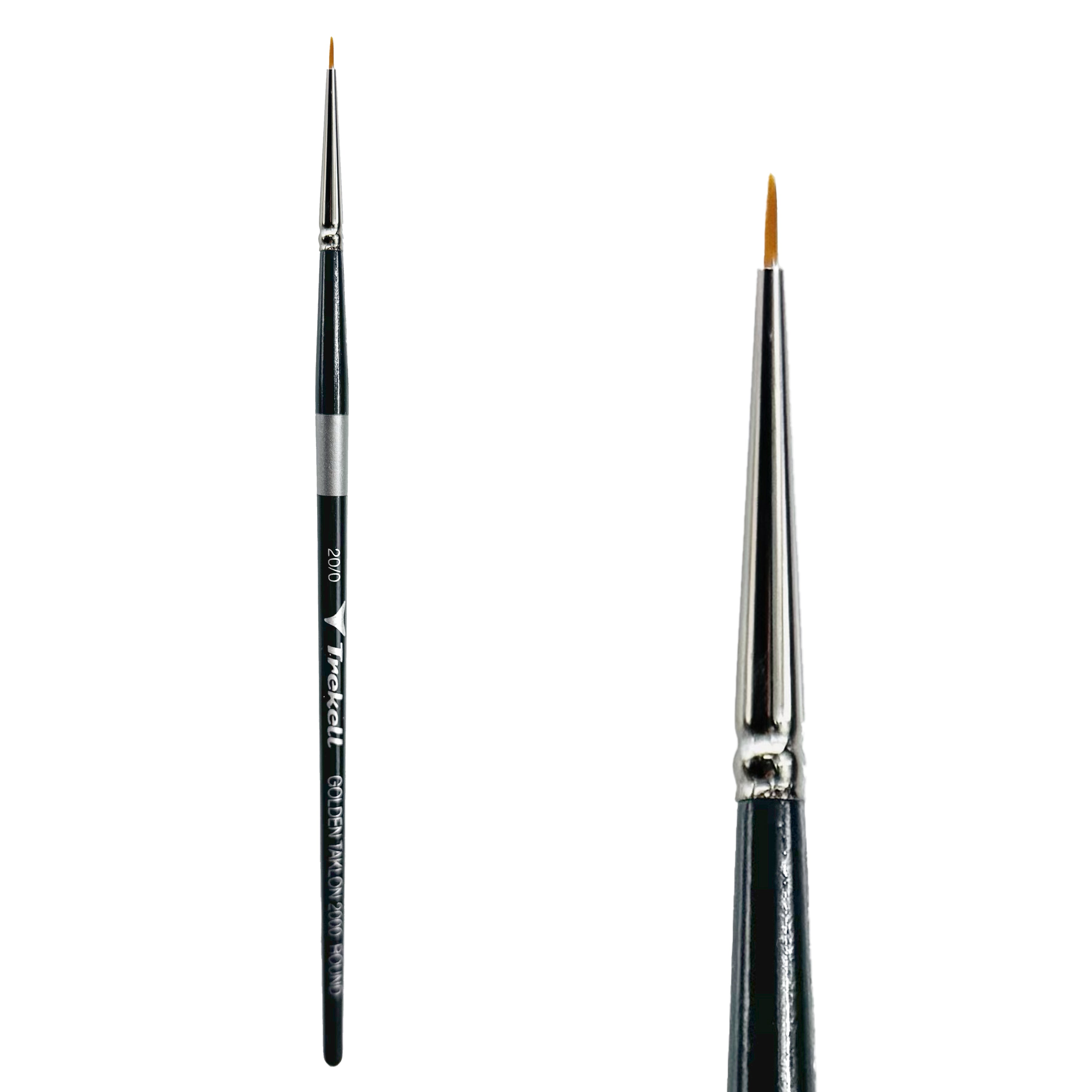 Trekell Golden Taklon Short Handle Artist Brush - Size #20/0 Round