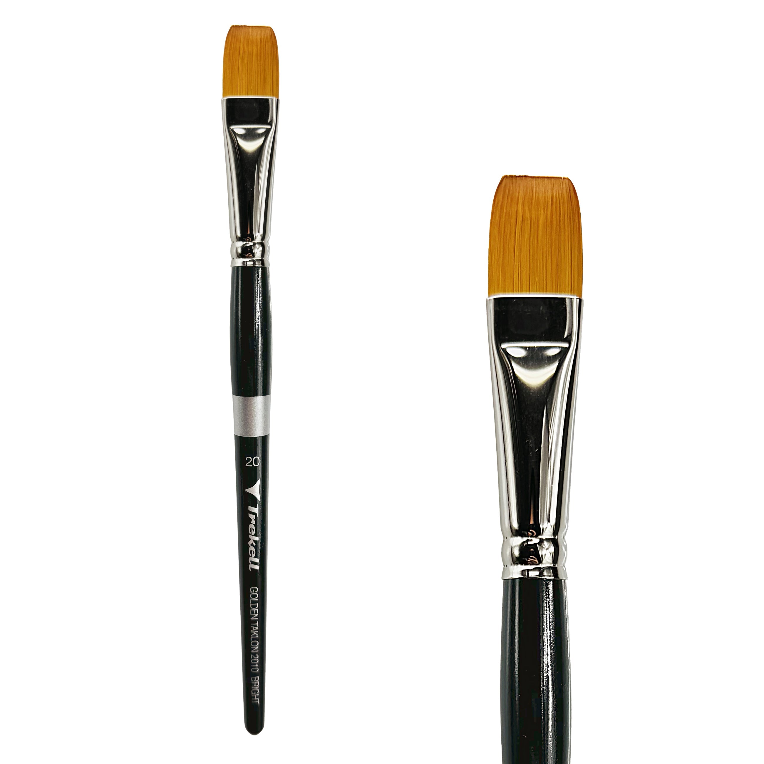 Trekell Golden Taklon Short Handle Artist Brush - Size #20 Bright