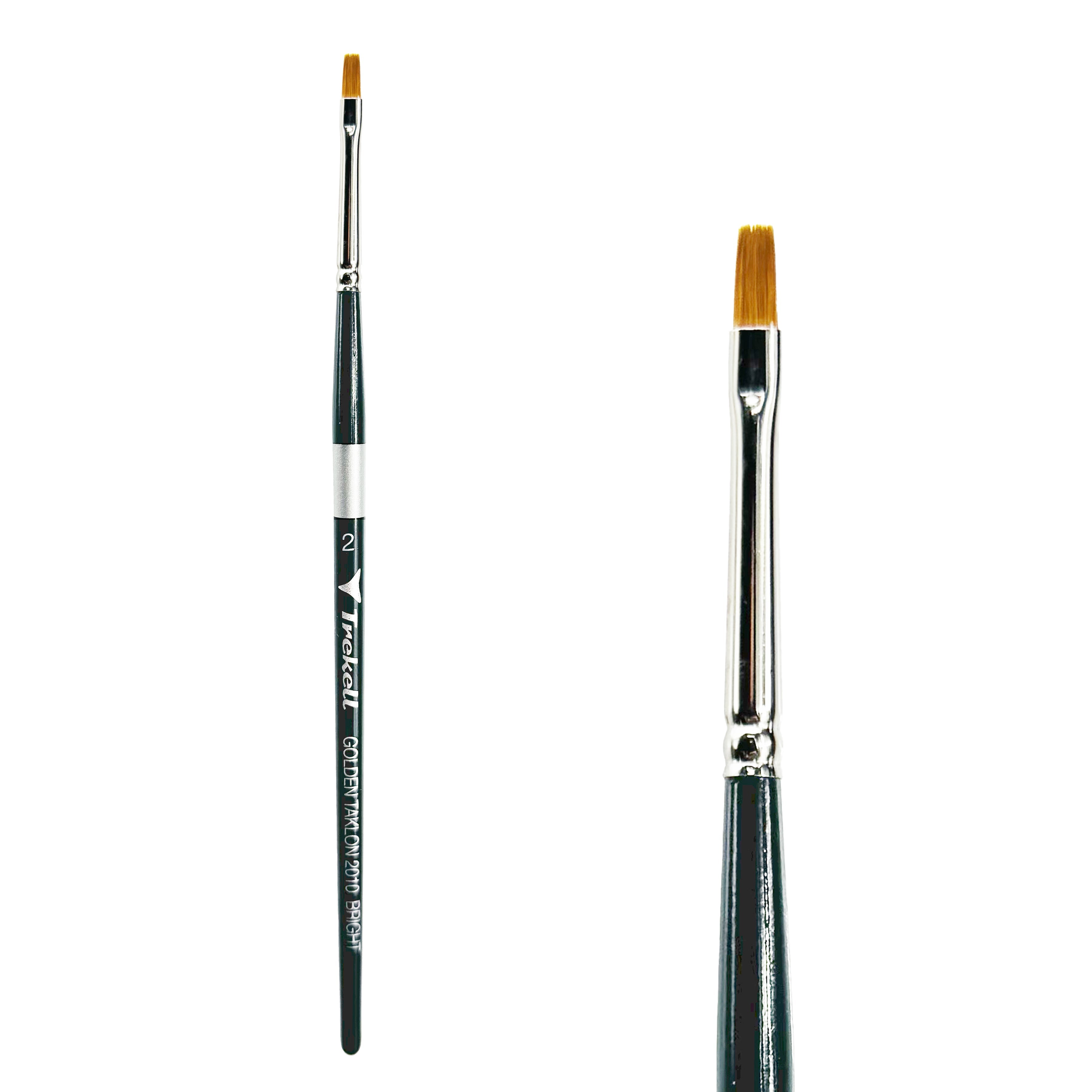 Trekell Golden Taklon Short Handle Artist Brush - Size #2 Bright