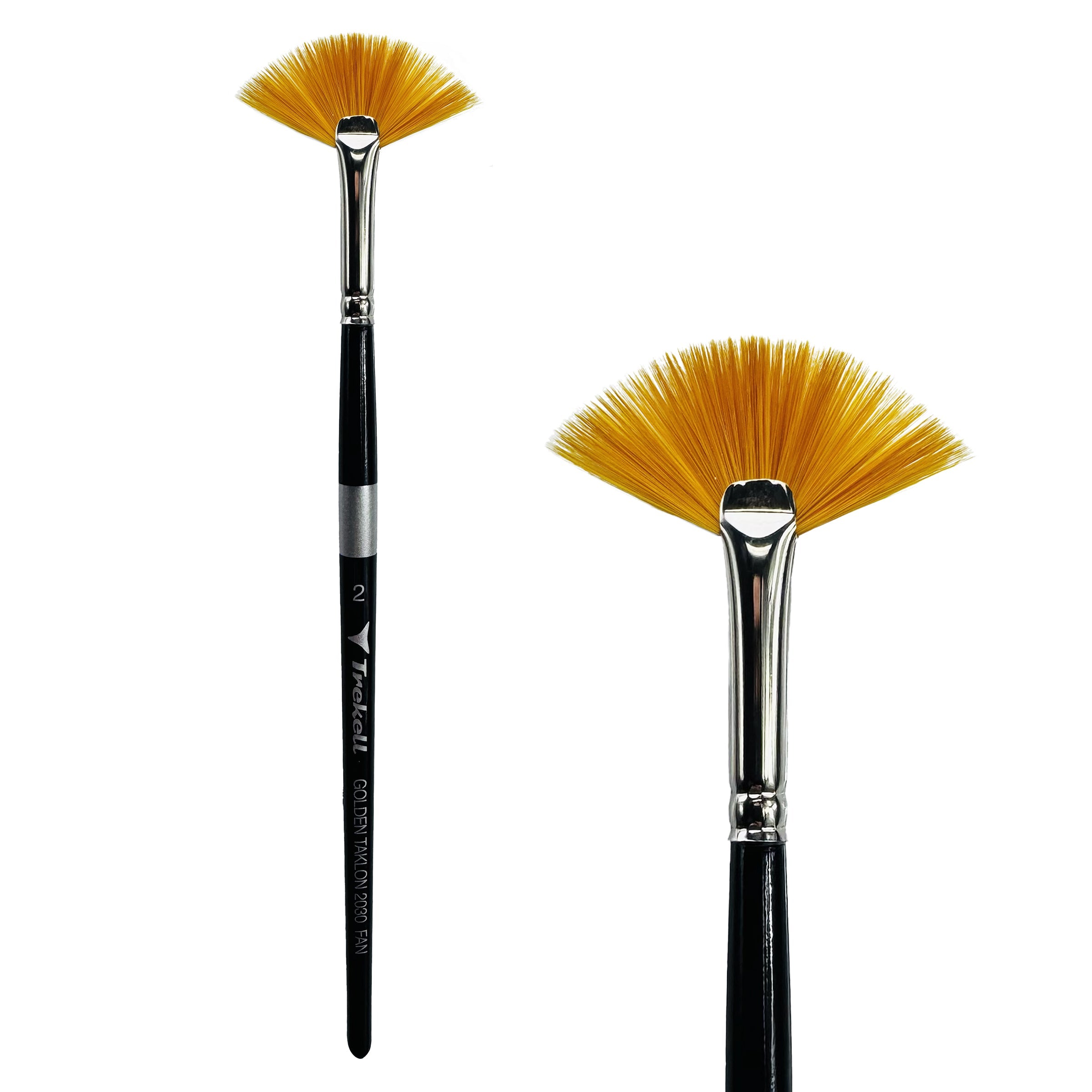 Trekell Golden Taklon Short Handle Artist Brush - Size #2 Fan