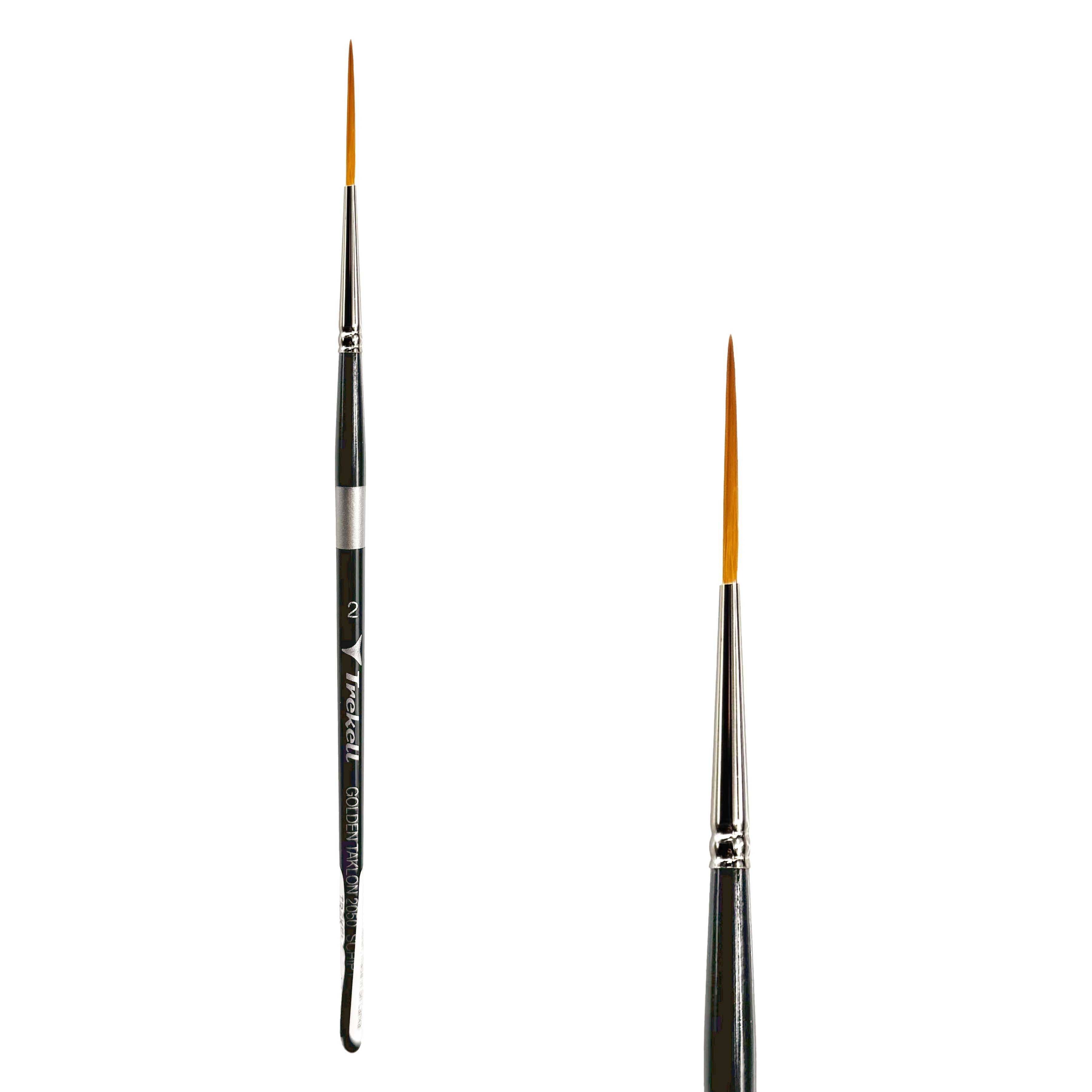 Trekell Golden Taklon Short Handle Artist Brush - Size #2 Script/Rigger