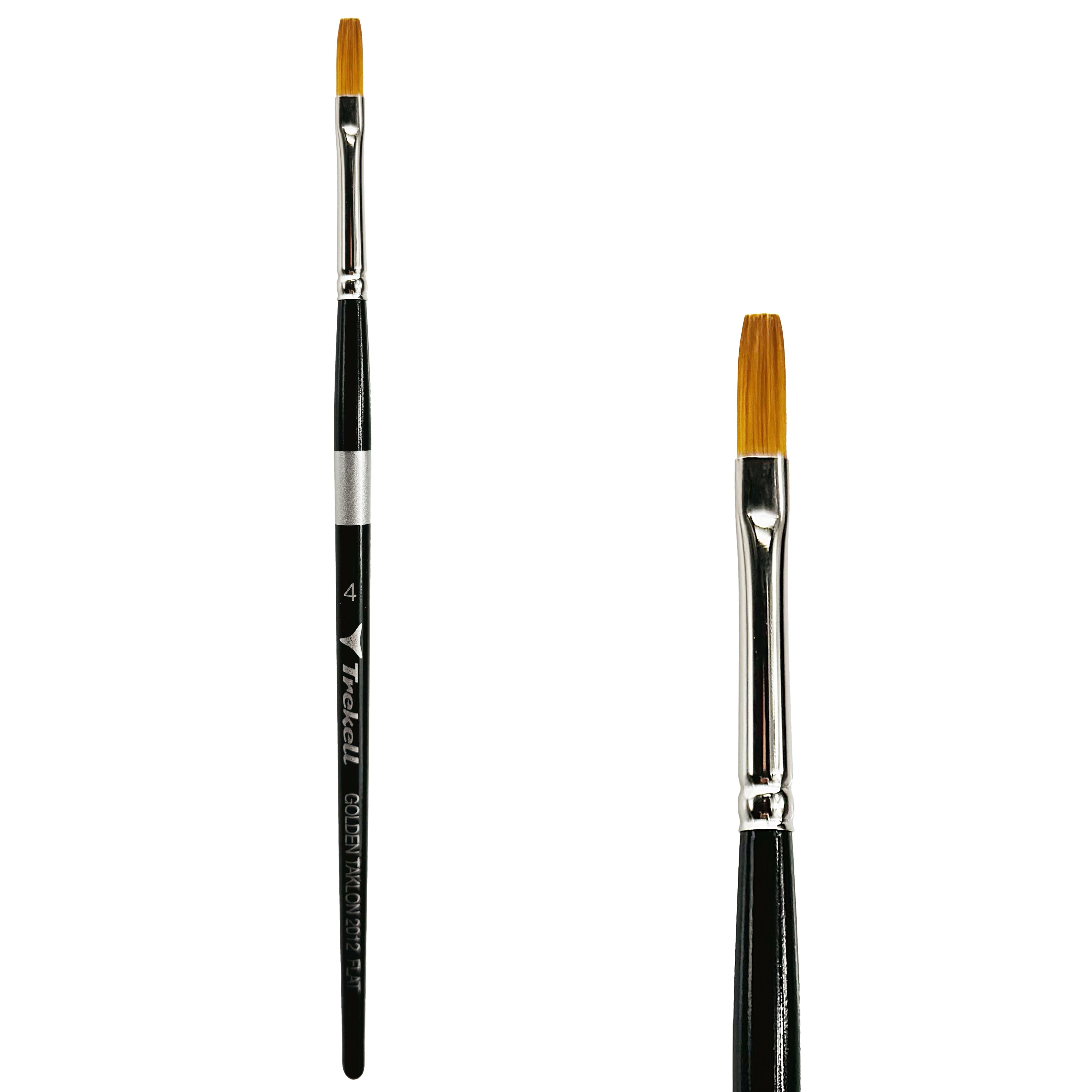 Trekell Golden Taklon Short Handle Artist Brush - Size #4 Flat