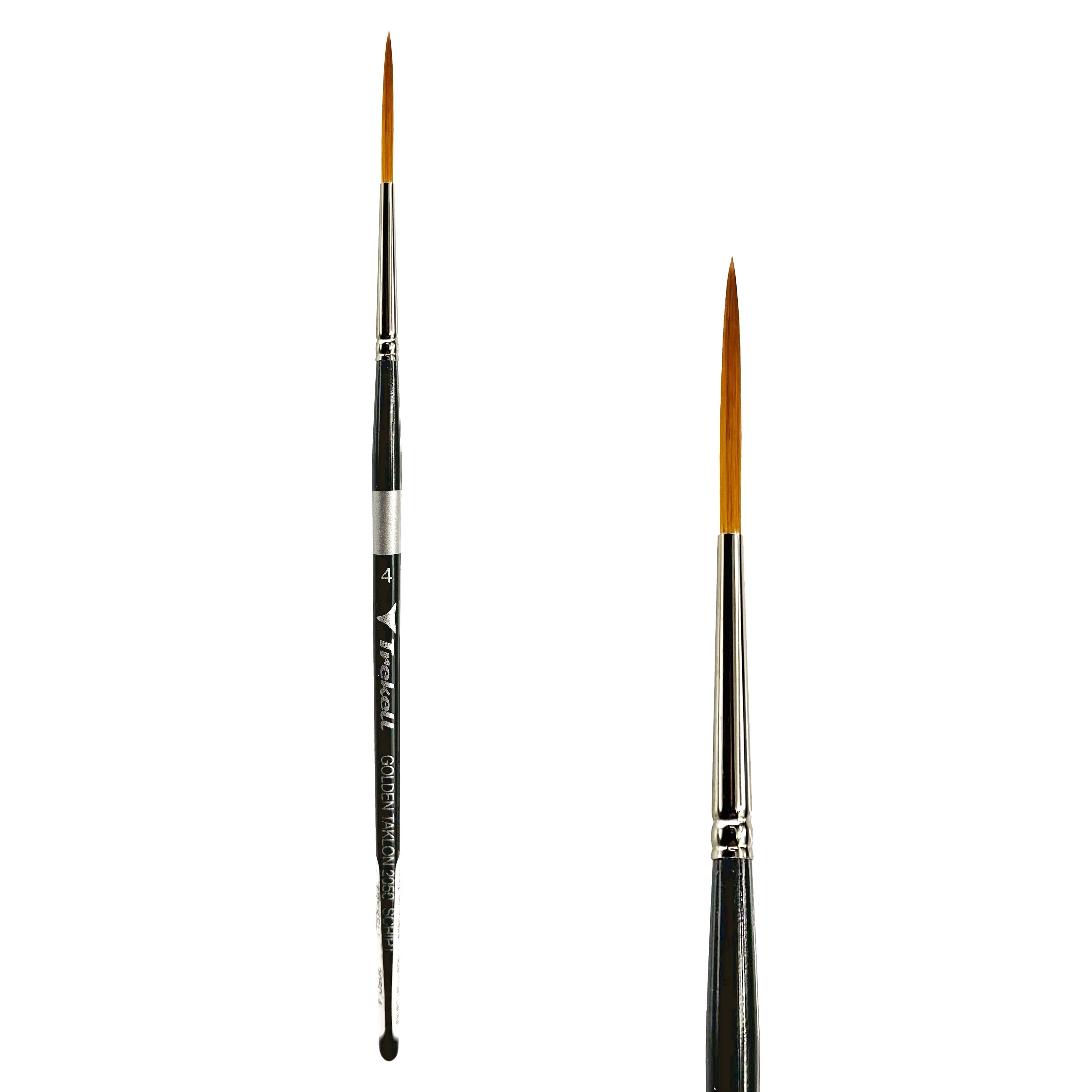 Trekell Golden Taklon Short Handle Artist Brush - Size #4 Script/Rigger