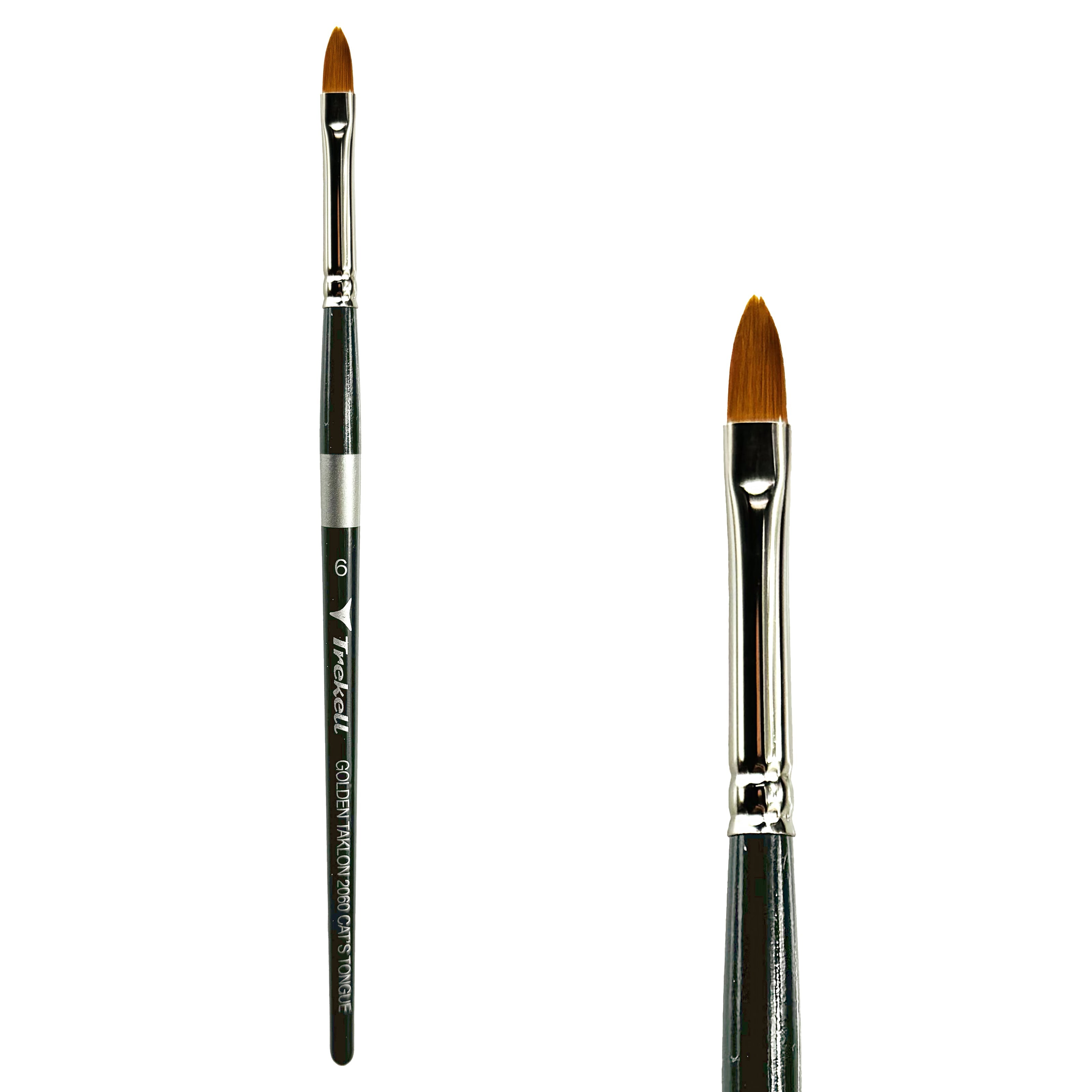 Trekell Golden Taklon Short Handle Artist Brush - Size #6 Cat's Tongue