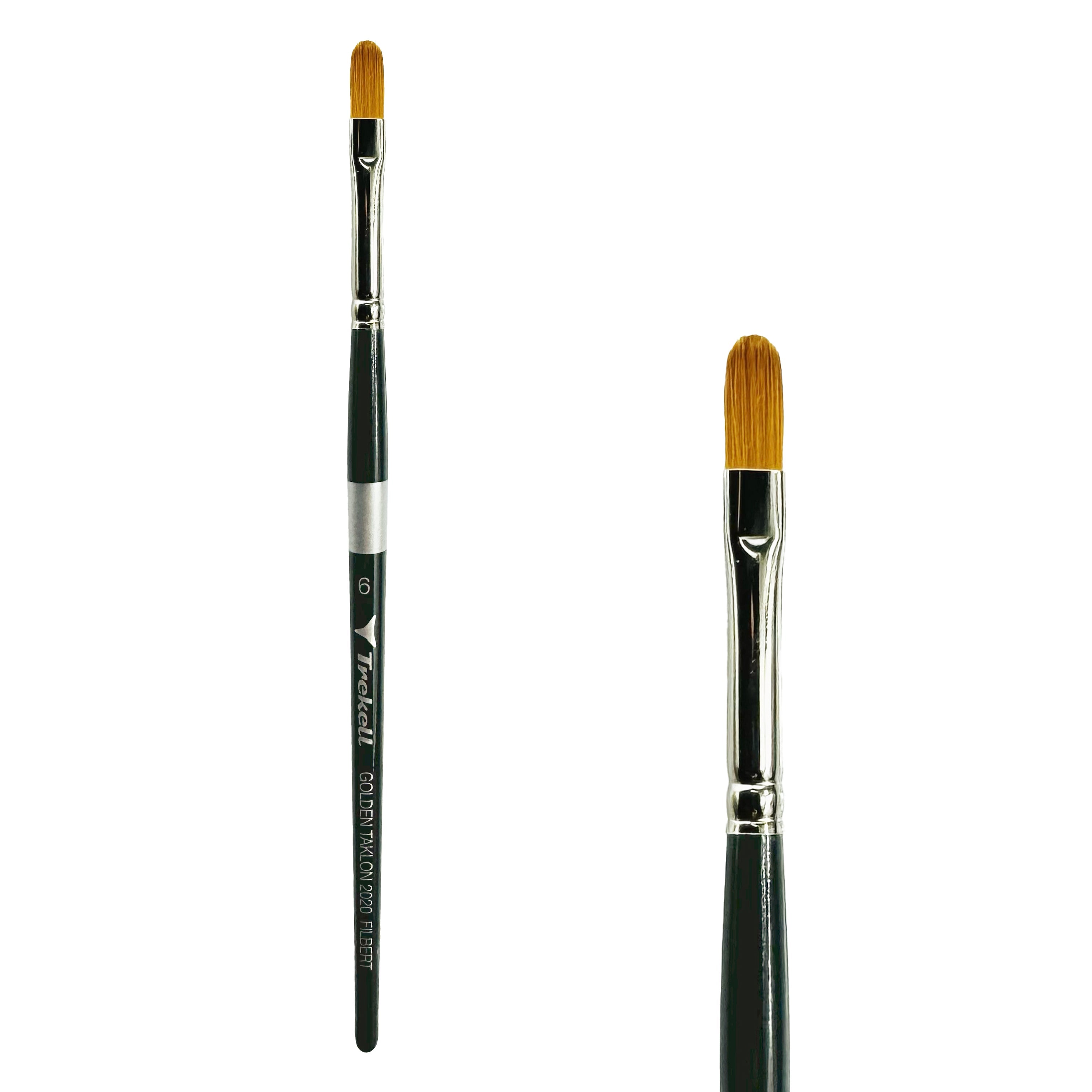 Trekell Golden Taklon Short Handle Artist Brush - Size #6 Filbert