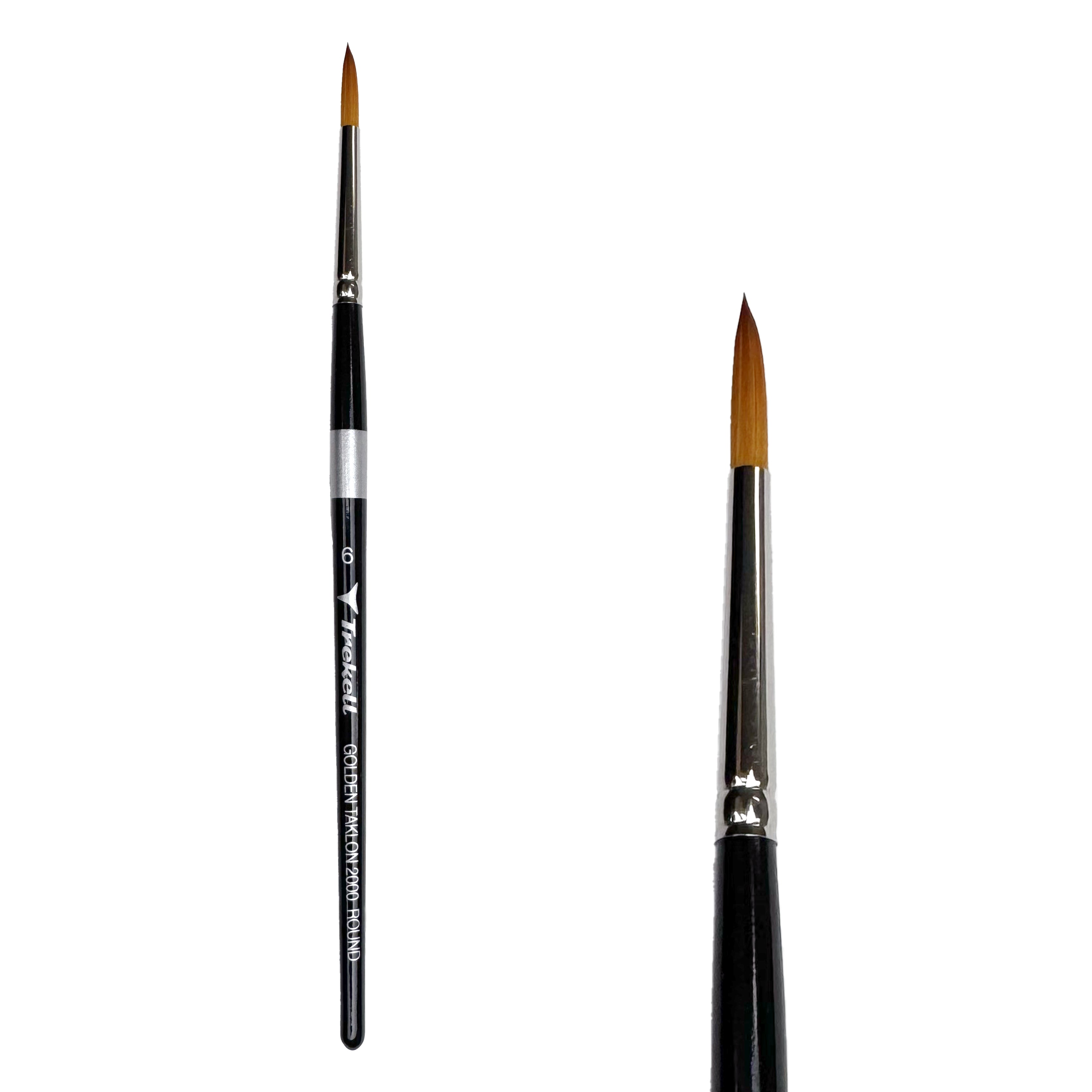 Trekell Golden Taklon Short Handle Artist Brush - Size #6 Round