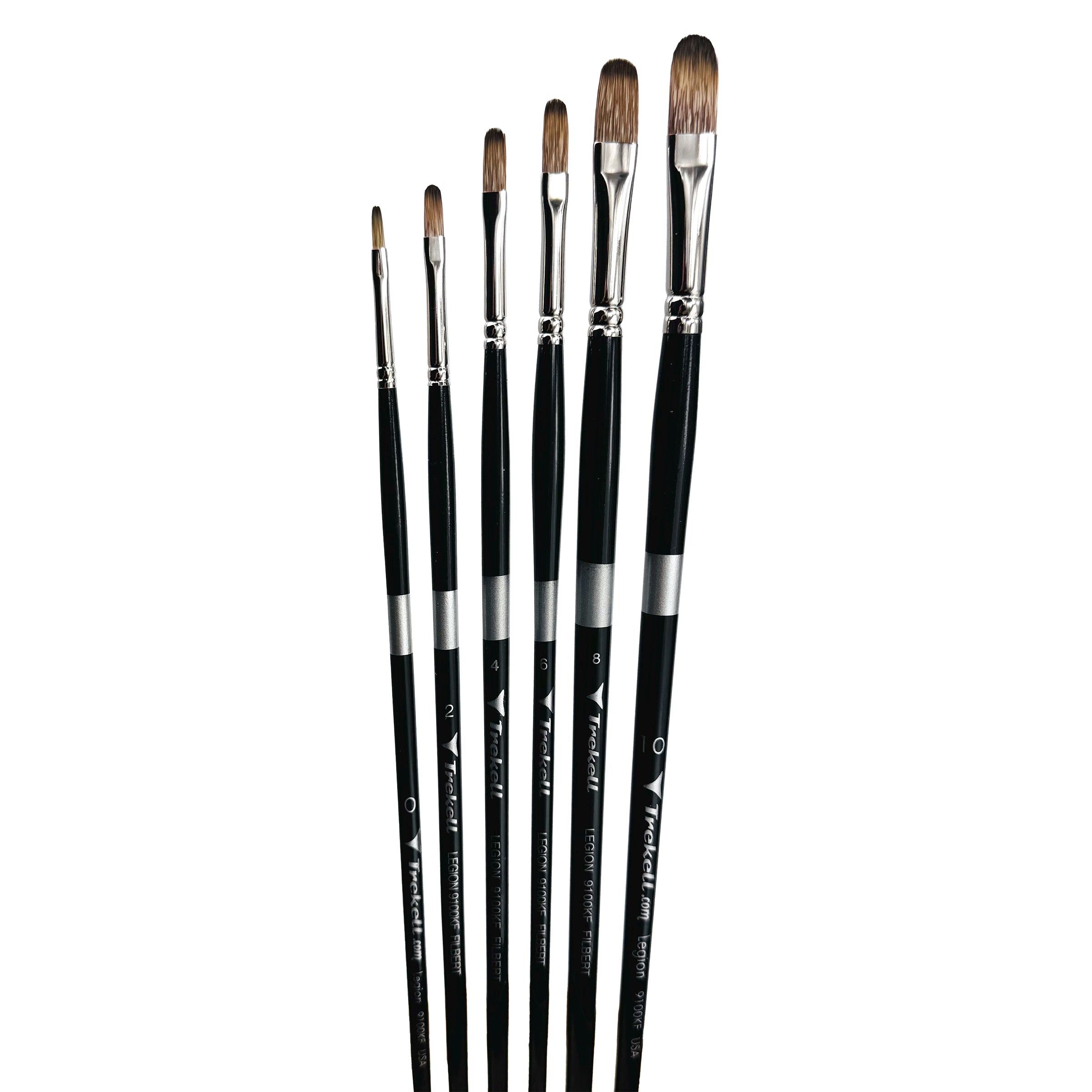 Trekell Legion Synthetic Mongoose Long Handle Artist Brush - Complete Brush Set -Filbert