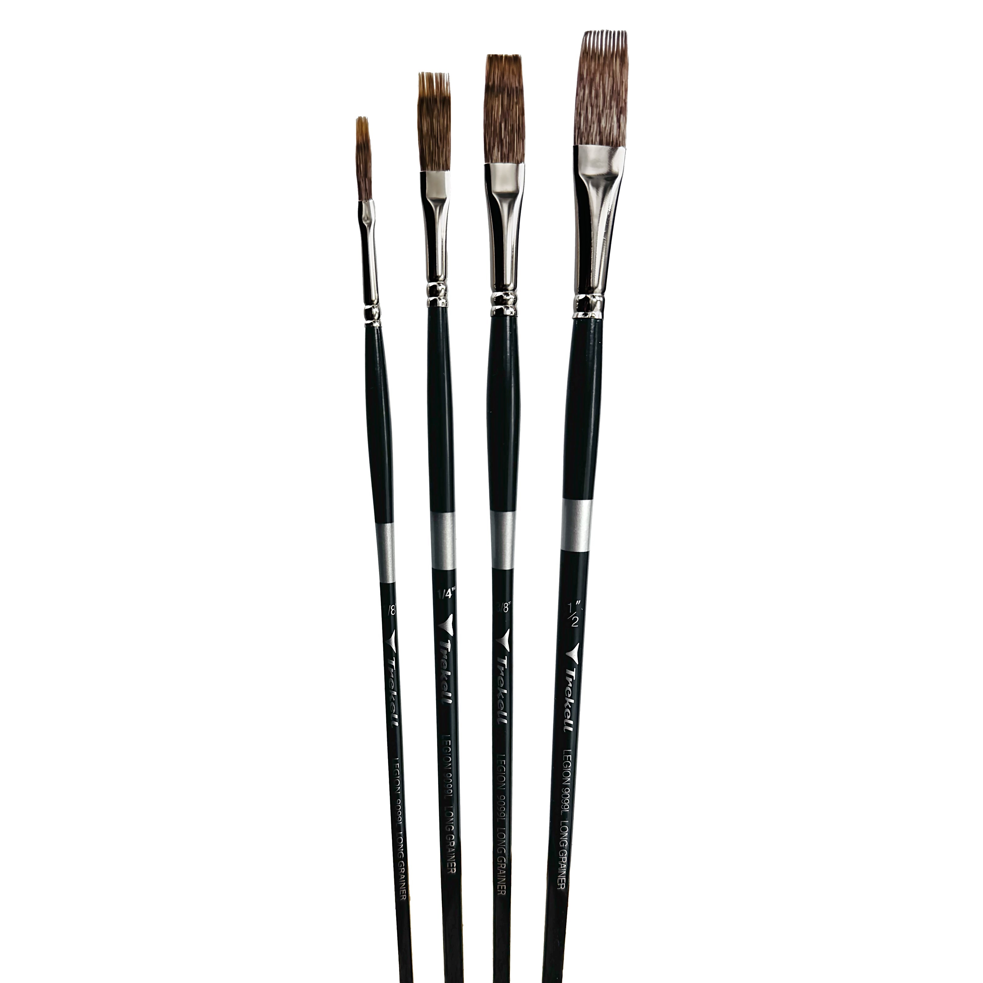 Trekell Legion Synthetic Mongoose Long Handle Artist Brush - Complete Brush Set - Long Grainer