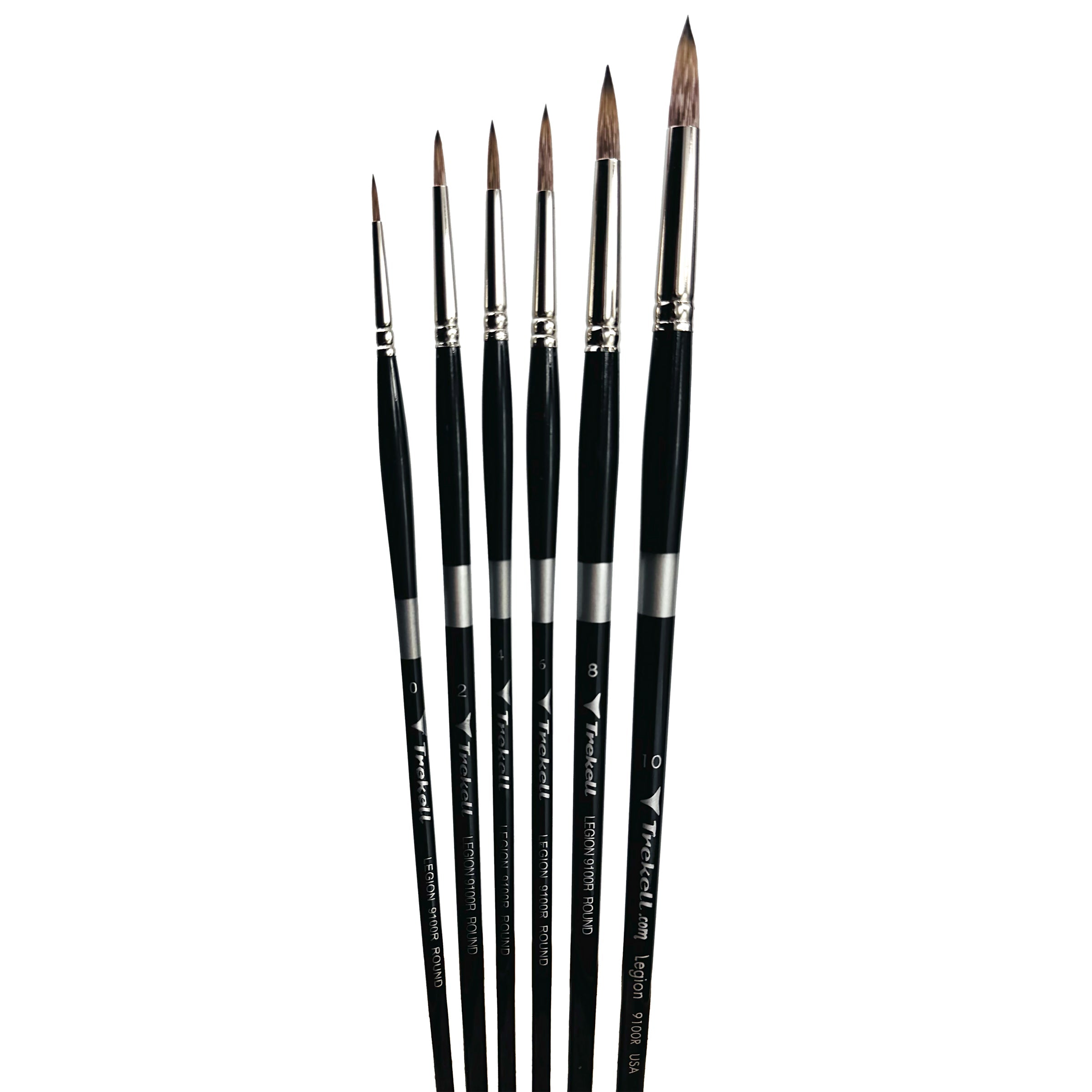 Trekell Legion Synthetic Mongoose Long Handle Artist Brush - Complete Brush Set - Round