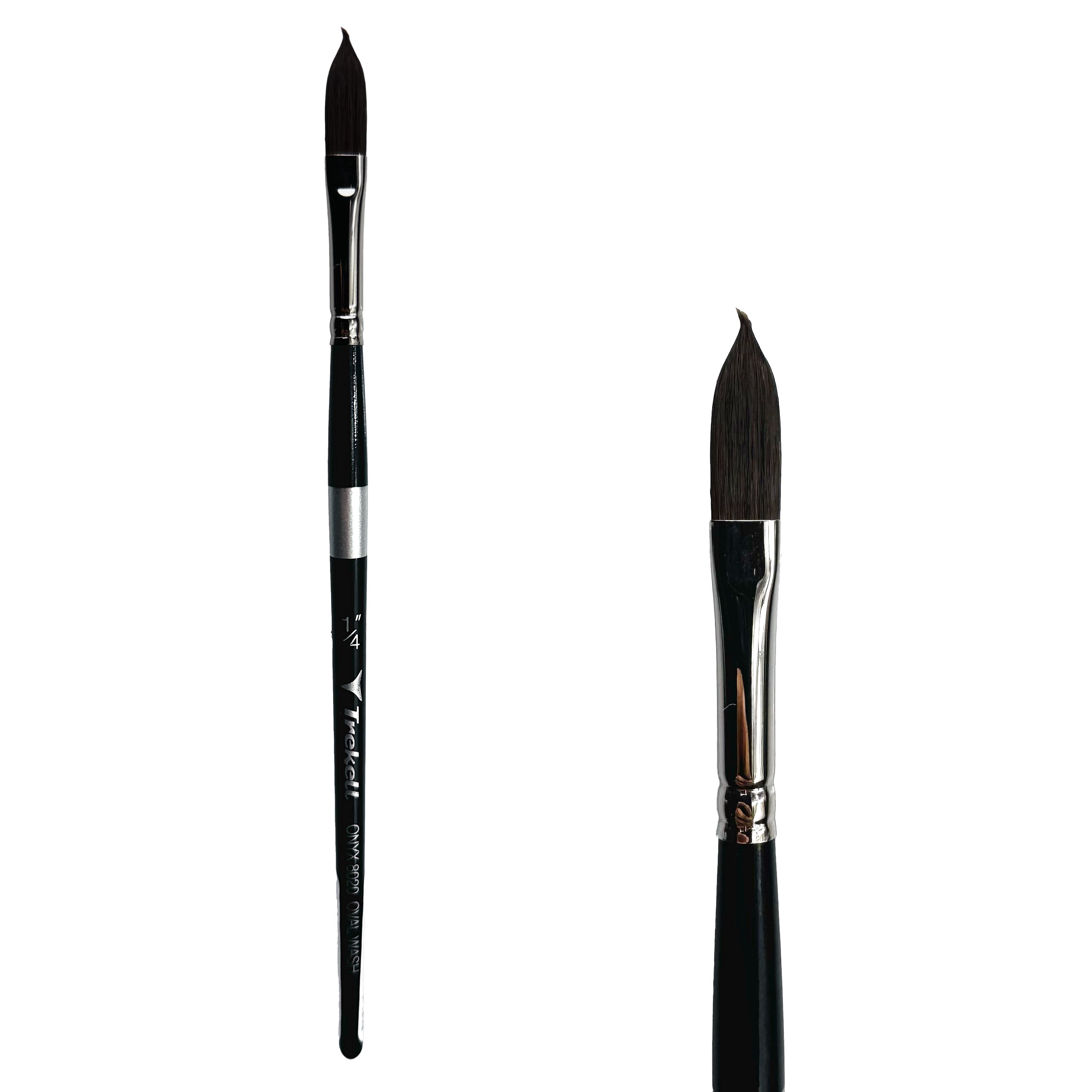 Trekell Onyx Synthetic Squirrel Short Handle Artist Brush - Size 1/4" Oval Wash
