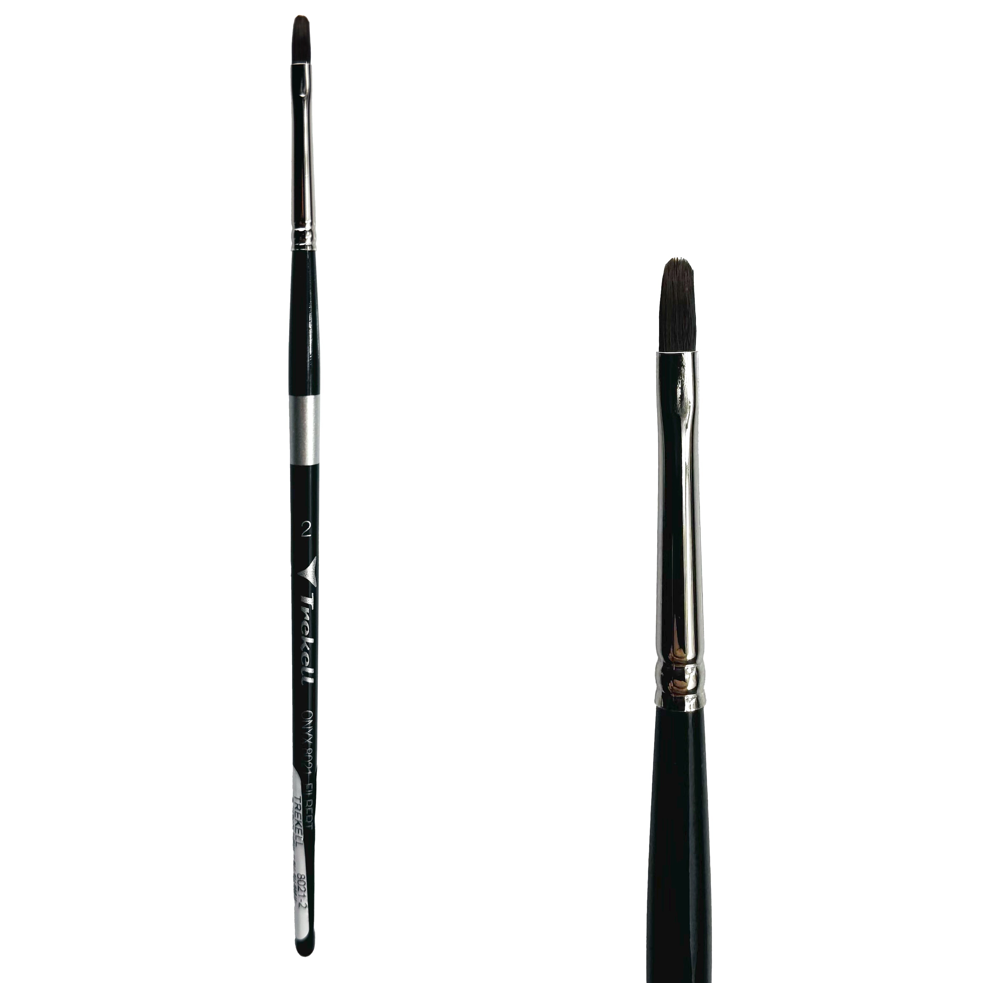 Trekell Onyx Synthetic Squirrel Short Handle Artist Brush - Size #2 Filbert