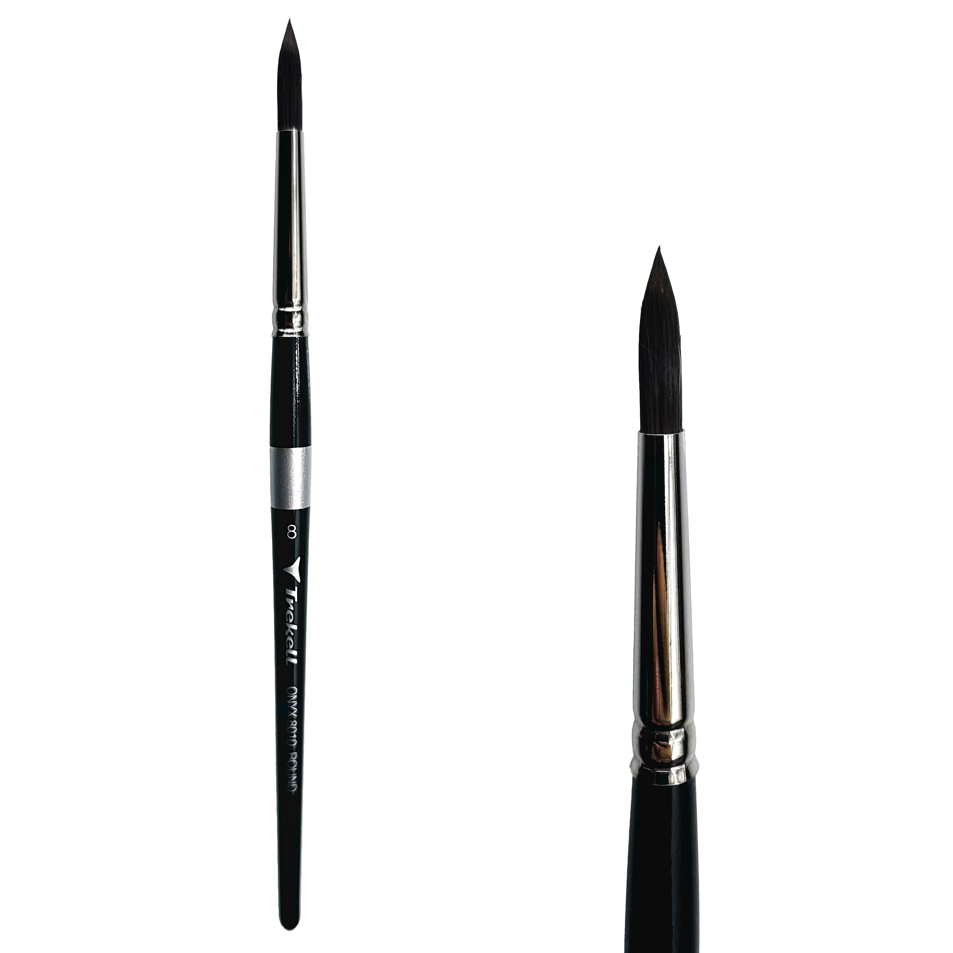 Trekell Onyx Synthetic Squirrel Short Handle Artist Brush - Size #8 Round