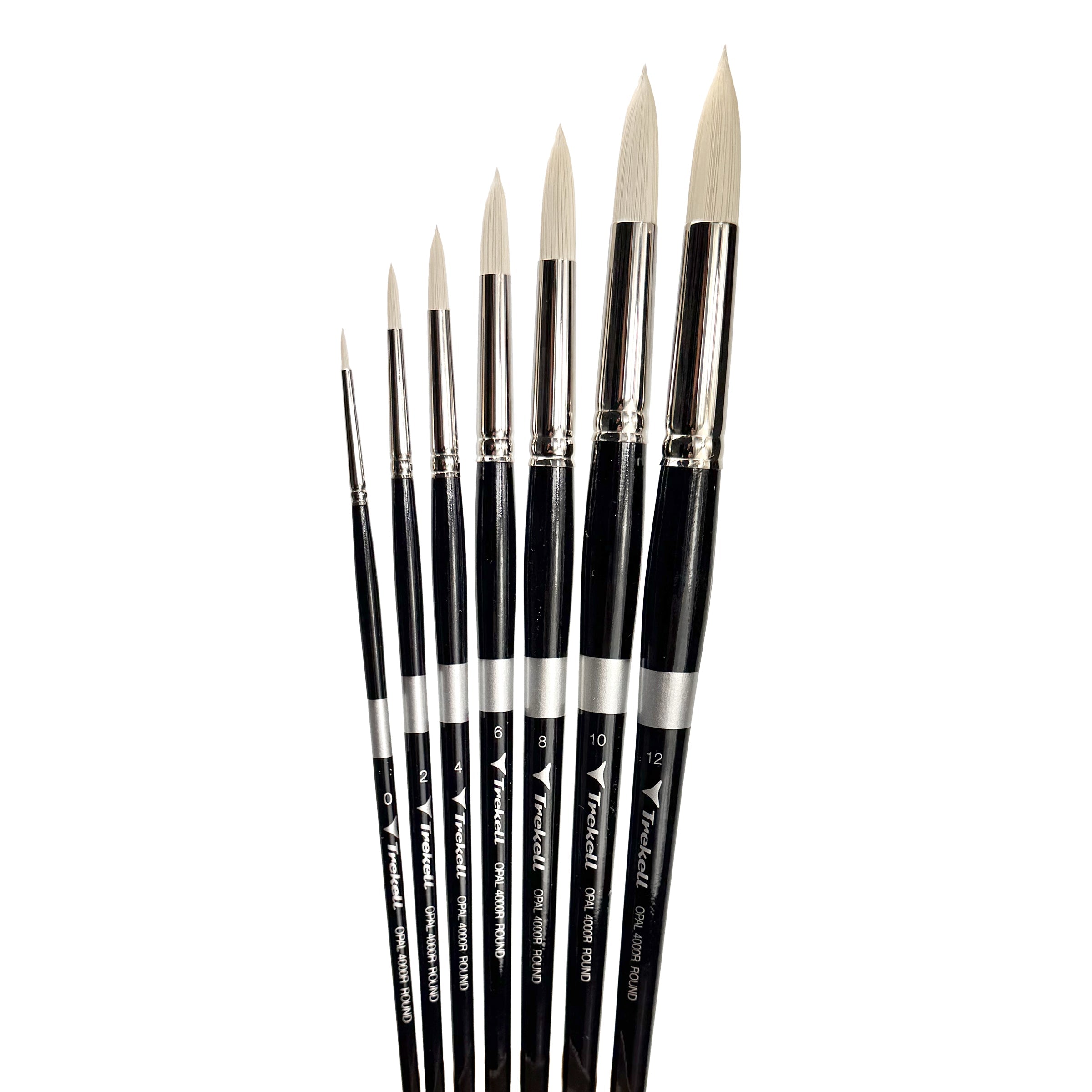 Trekell Opal Synthetic Hog Bristle Long Handle Artist Brush - Complet Brush Set - Round