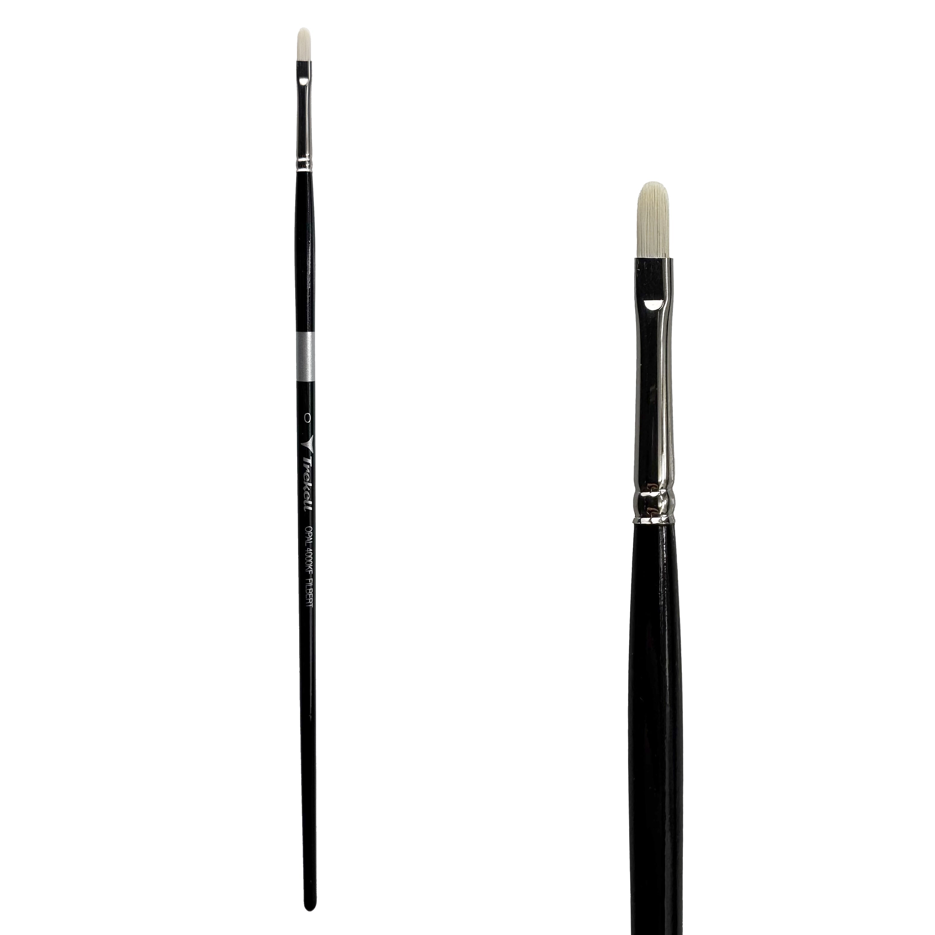 Trekell Opal Synthetic Hog Bristle Long Handle Artist Brush - Size #0 Filbert