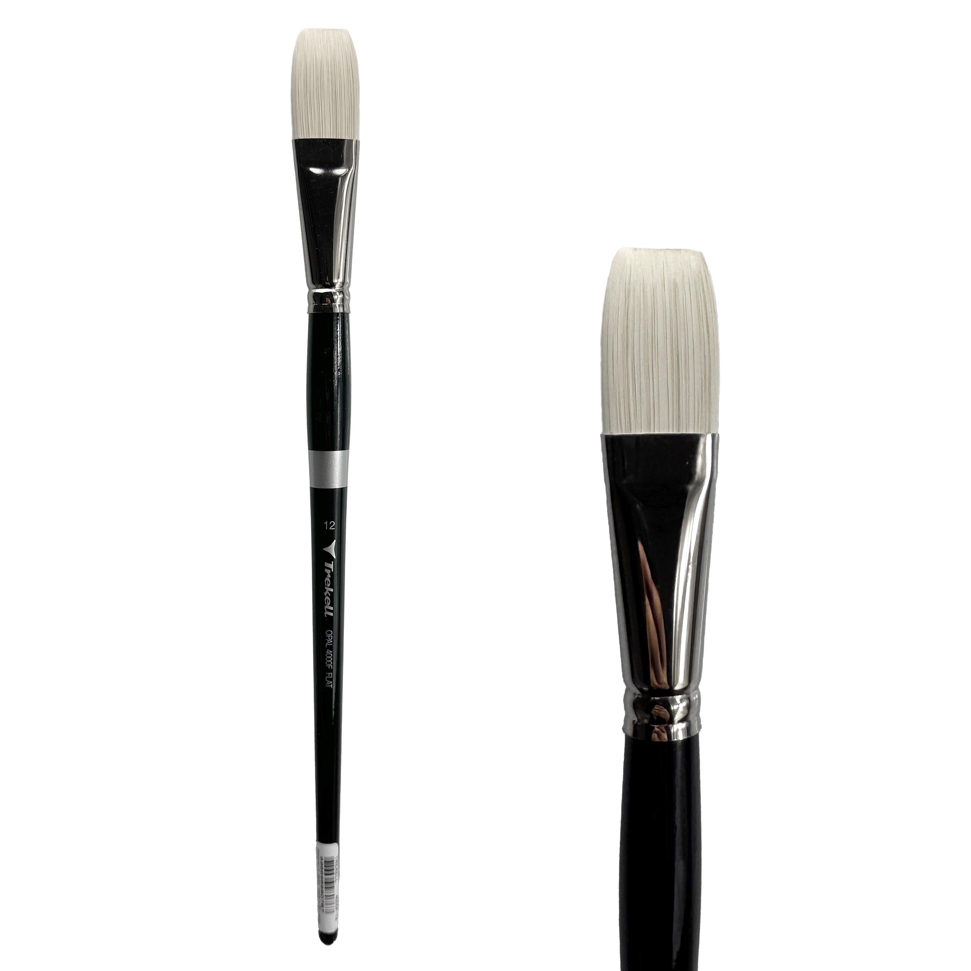 Trekell Opal Synthetic Hog Bristle Short Handle Artist Brush - Size #12 Flat